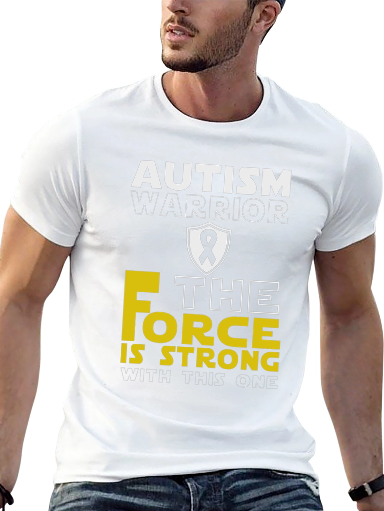 Black Autism Warrior "Force is Strong" T-Shirt view 13