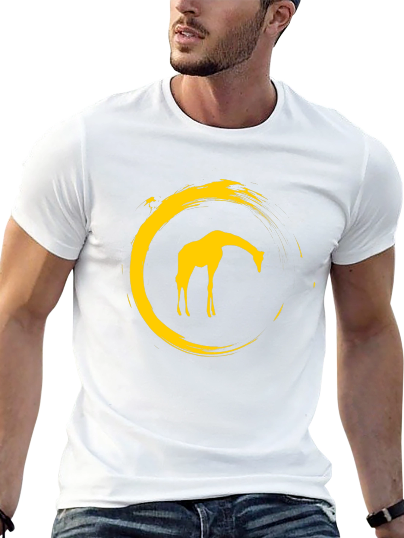Black Giraffe Circle Graphic Tee - Modern Stylish Design view 13