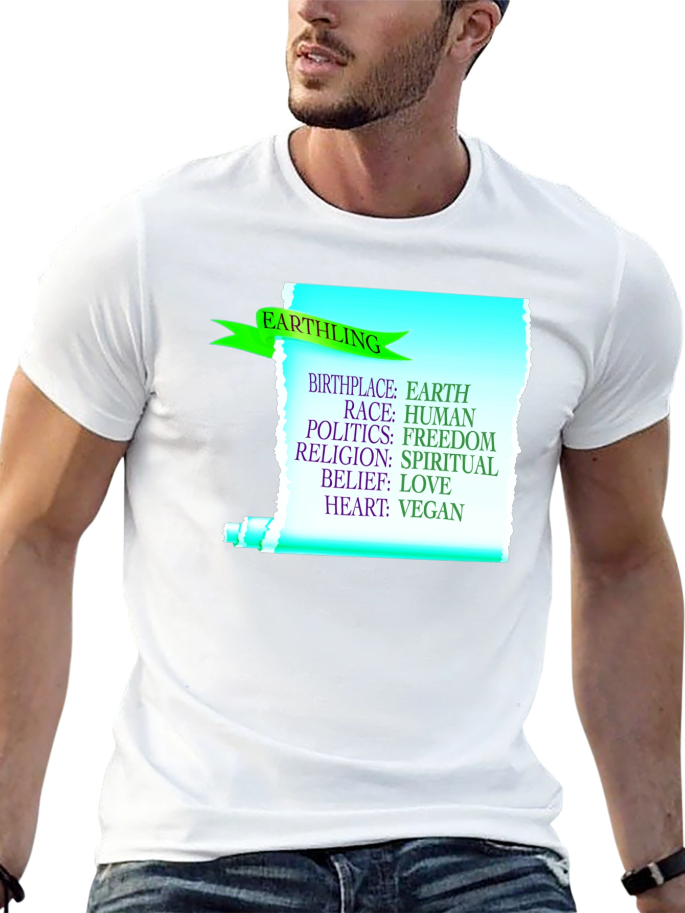Black Earthling Vegan T-Shirt - Earth, Human, Freedom, Love view 13