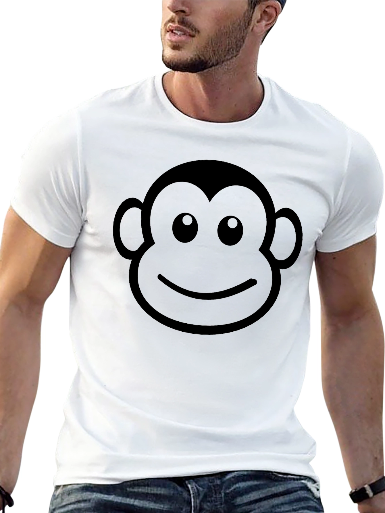 Black Monkey Face Graphic Black T-Shirt - Fun & Stylish view 13