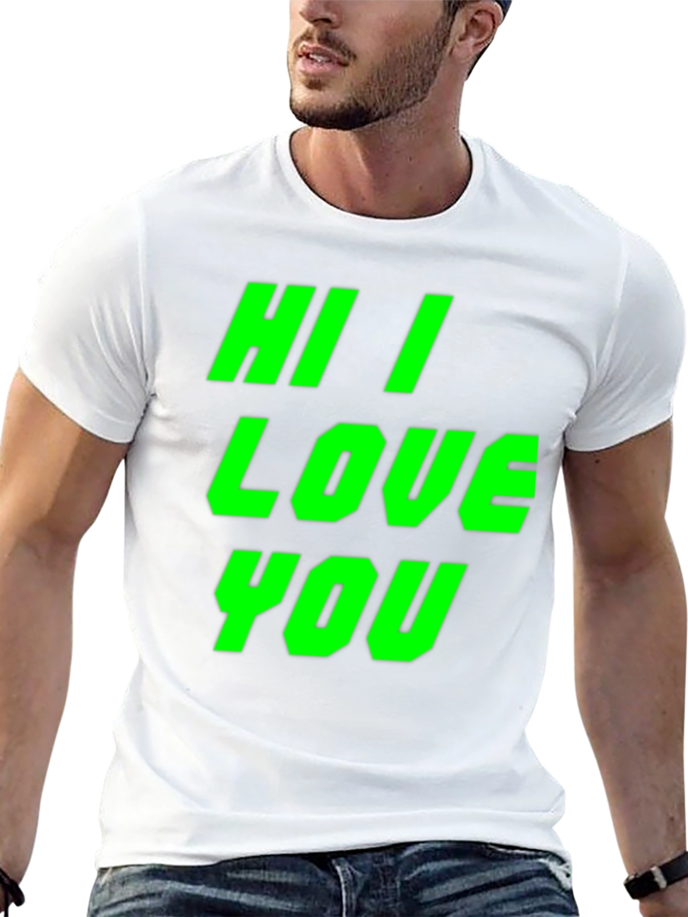 Black Hi I Love You Graphic Tee - Bold Statement Shirt view 13
