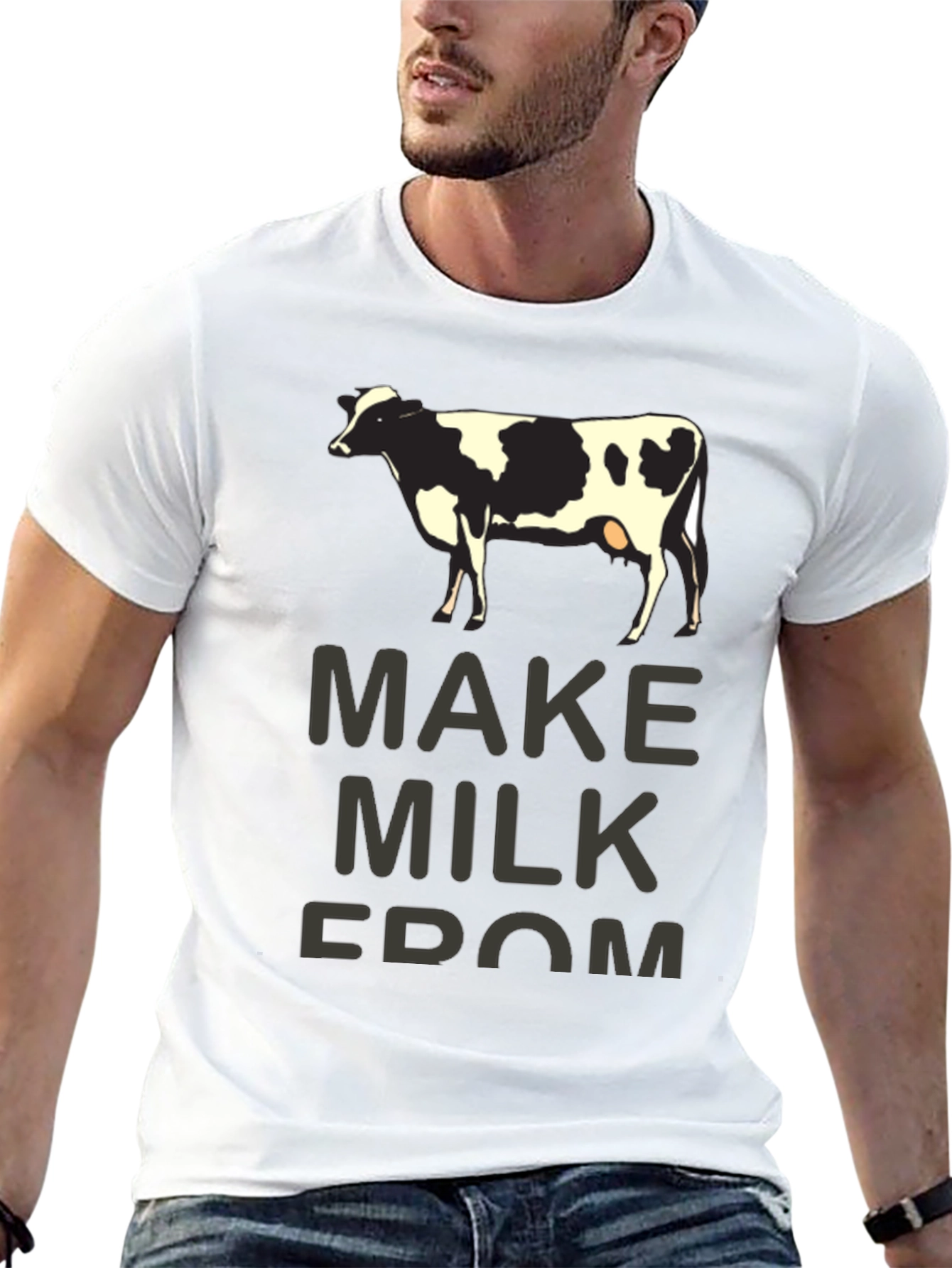 Black Make Milk From Cow T-Shirt - Humorous Graphic Tee view 13