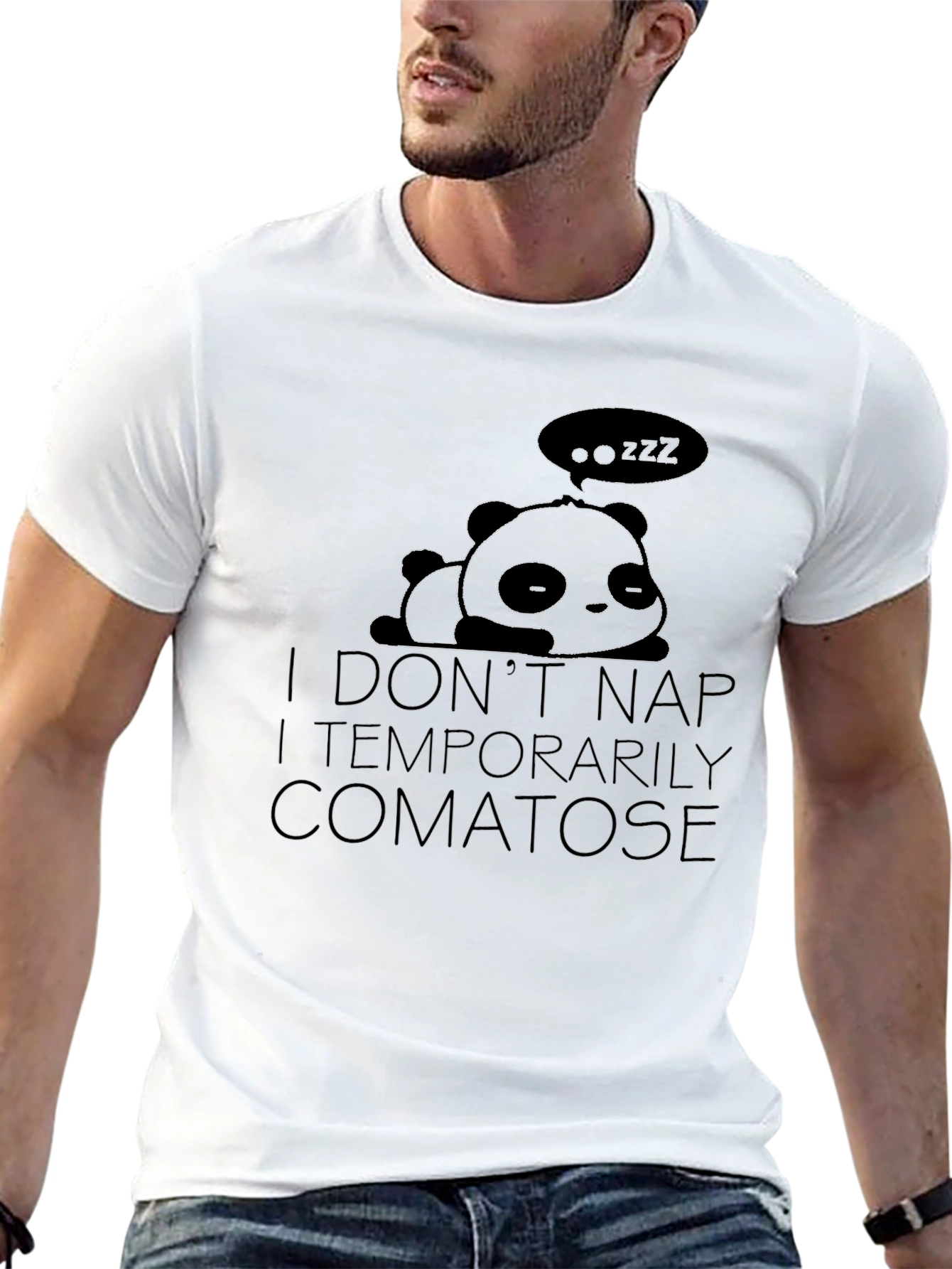 Black Funny Panda "I Don't Nap" Graphic T-Shirt view 13