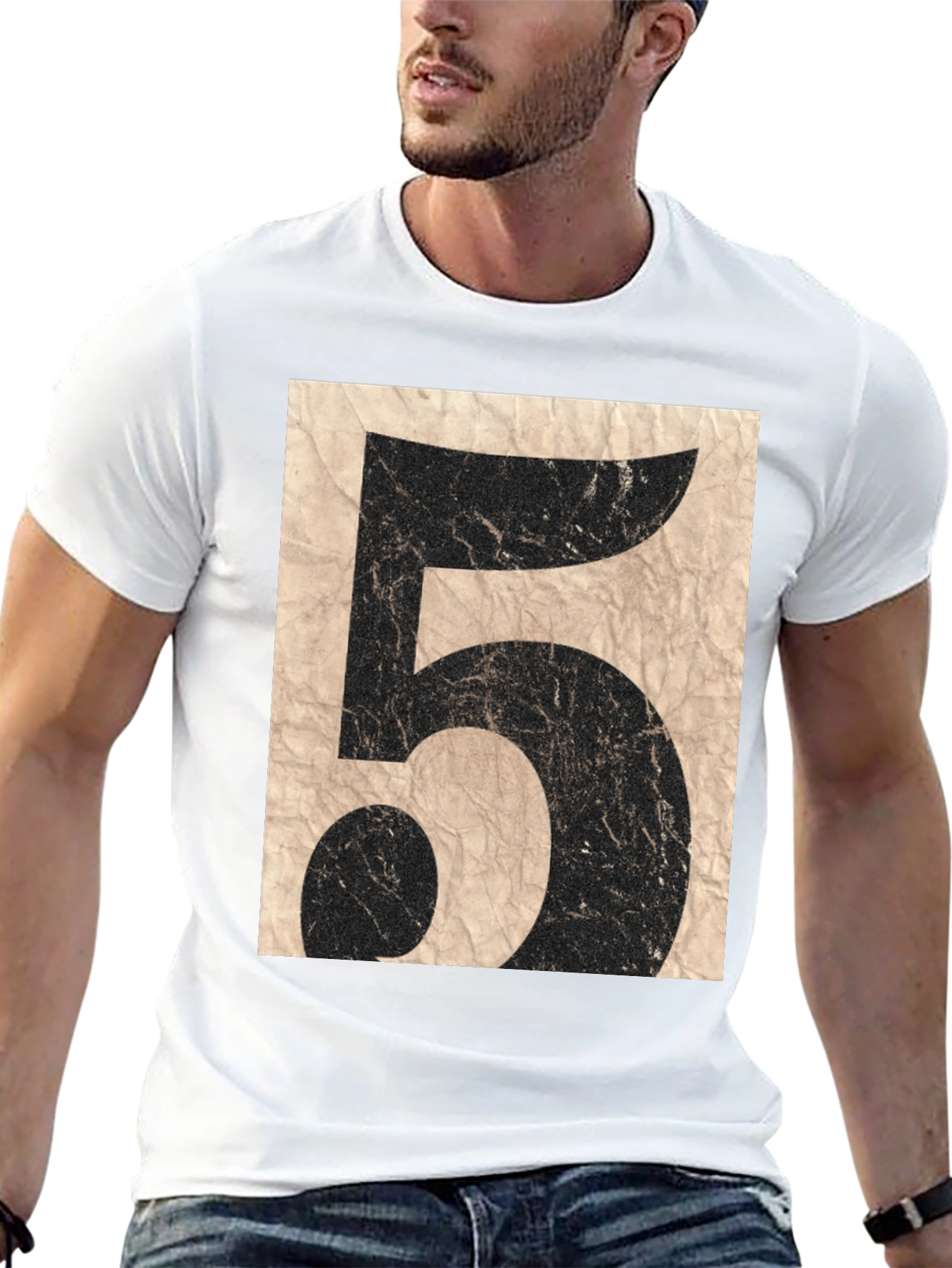 Black Vintage Number 5 Graphic T-Shirt view 13
