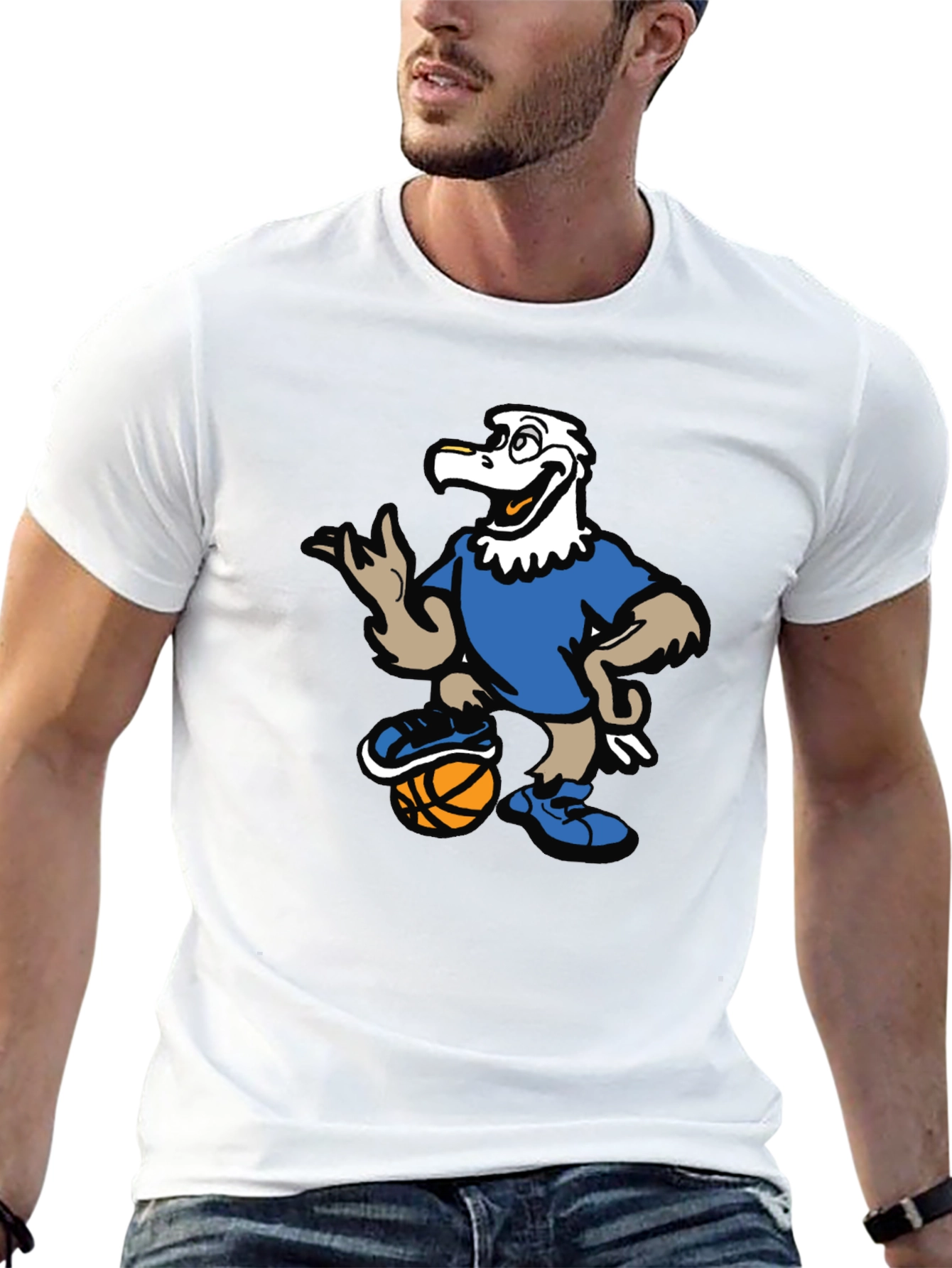 Black Cartoon Eagle Basketball T-Shirt view 13