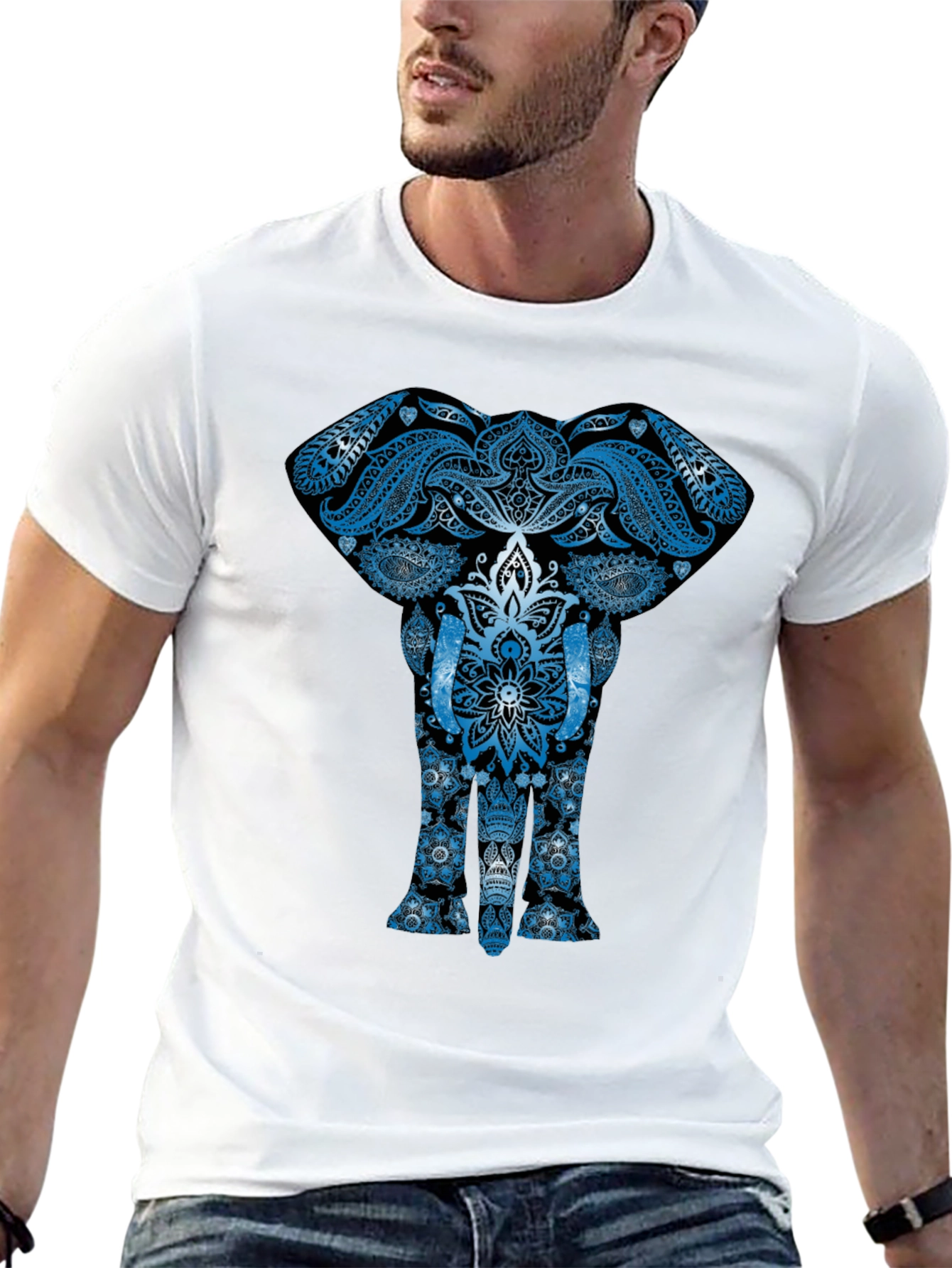 Black Elephant Mandala Graphic Tee - Unique Design view 13