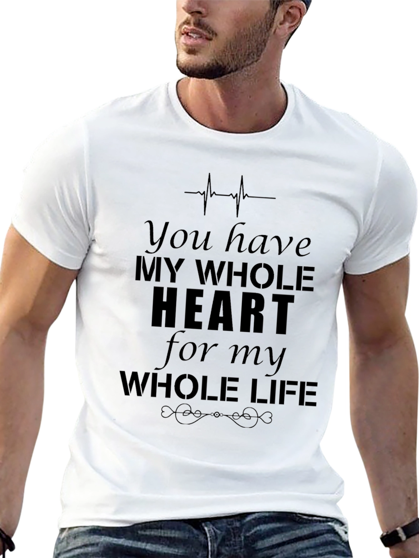 Black My Whole Heart Graphic Tee - Black Crew Neck view 13