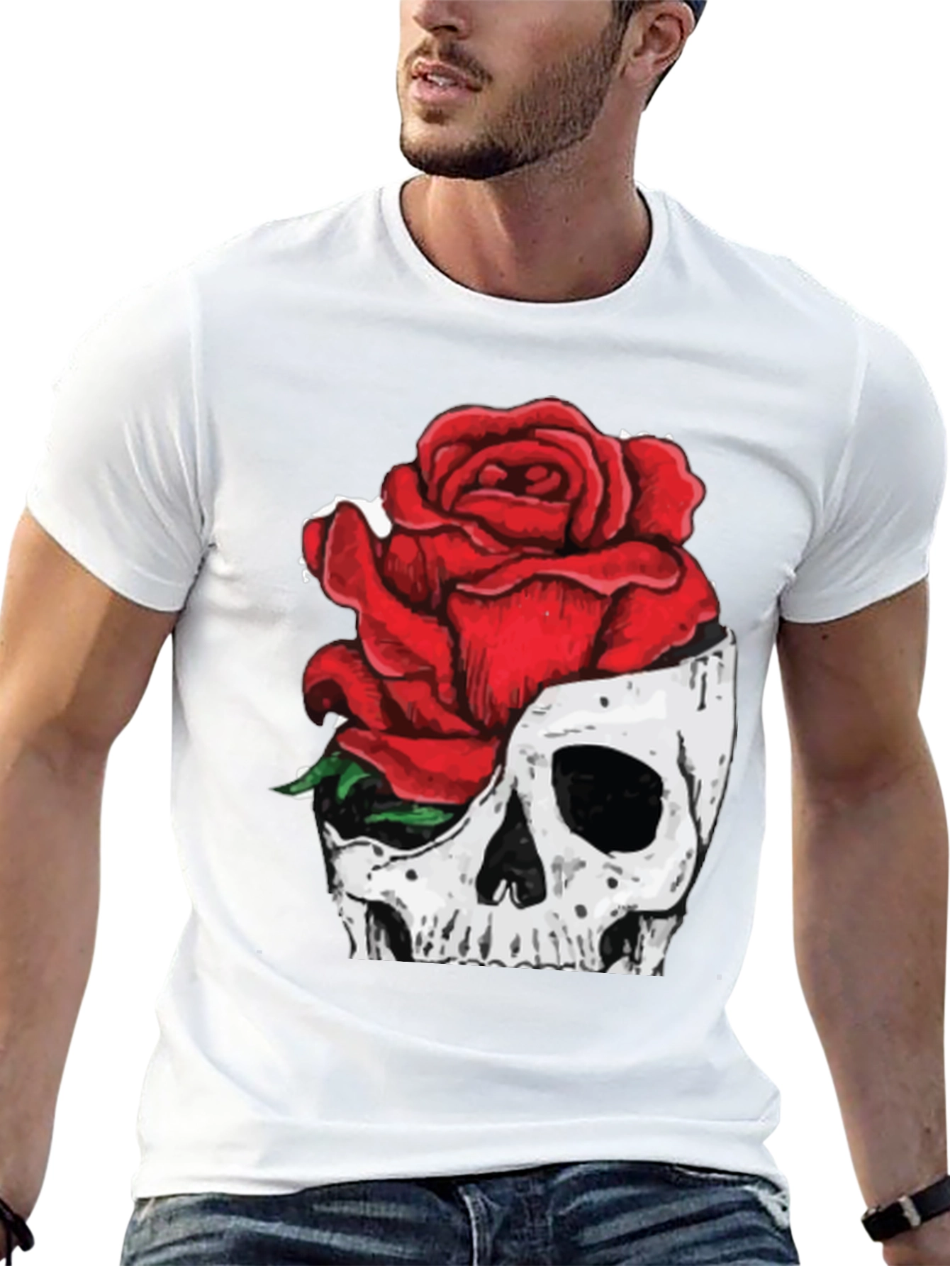 Black Skull & Rose Graphic Tee - Black view 13
