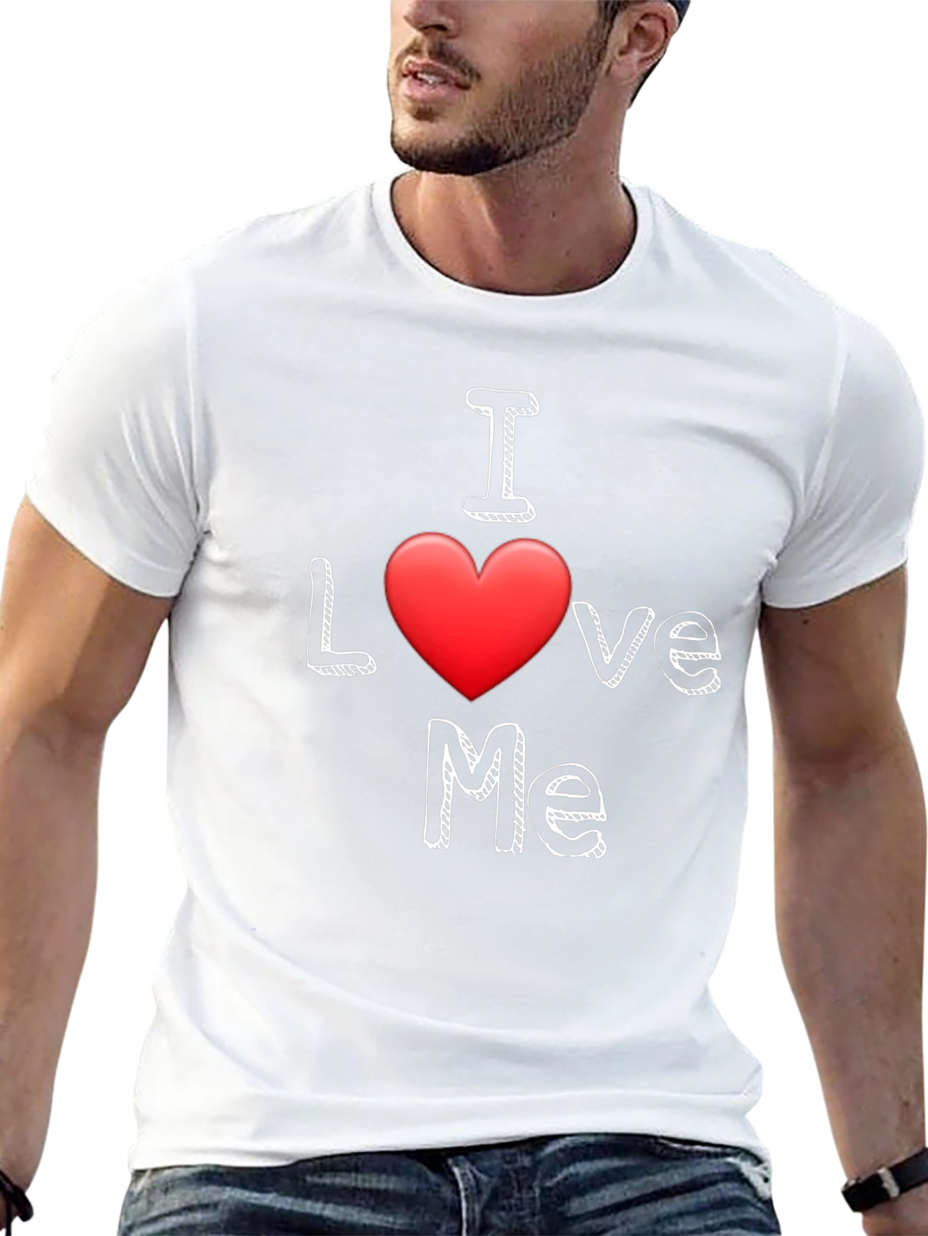 Black I Love Me T-Shirt - Black Cotton Casual Wear view 13