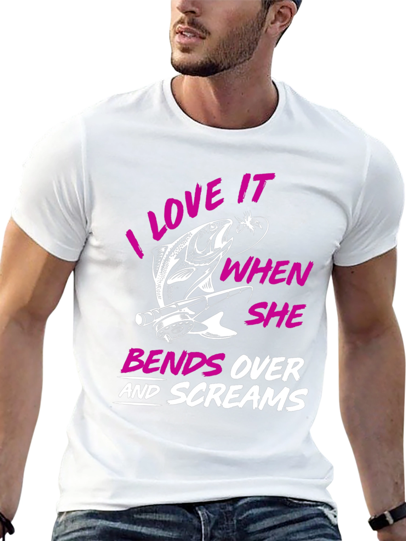 Black Fishing Humor T-Shirt: I Love It When She Bends Over view 13