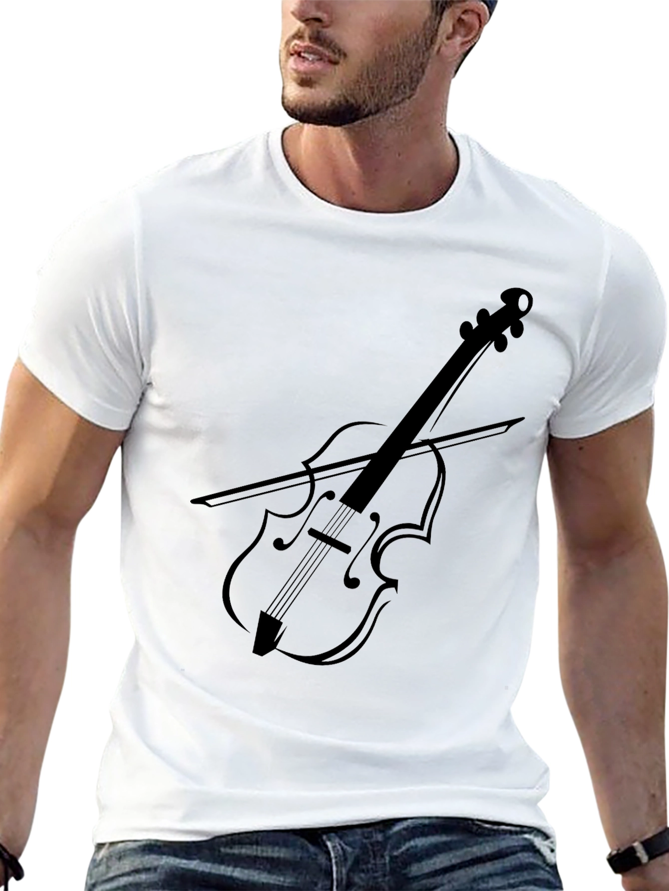 Black Musical Violin Graphic Tee - Black view 13