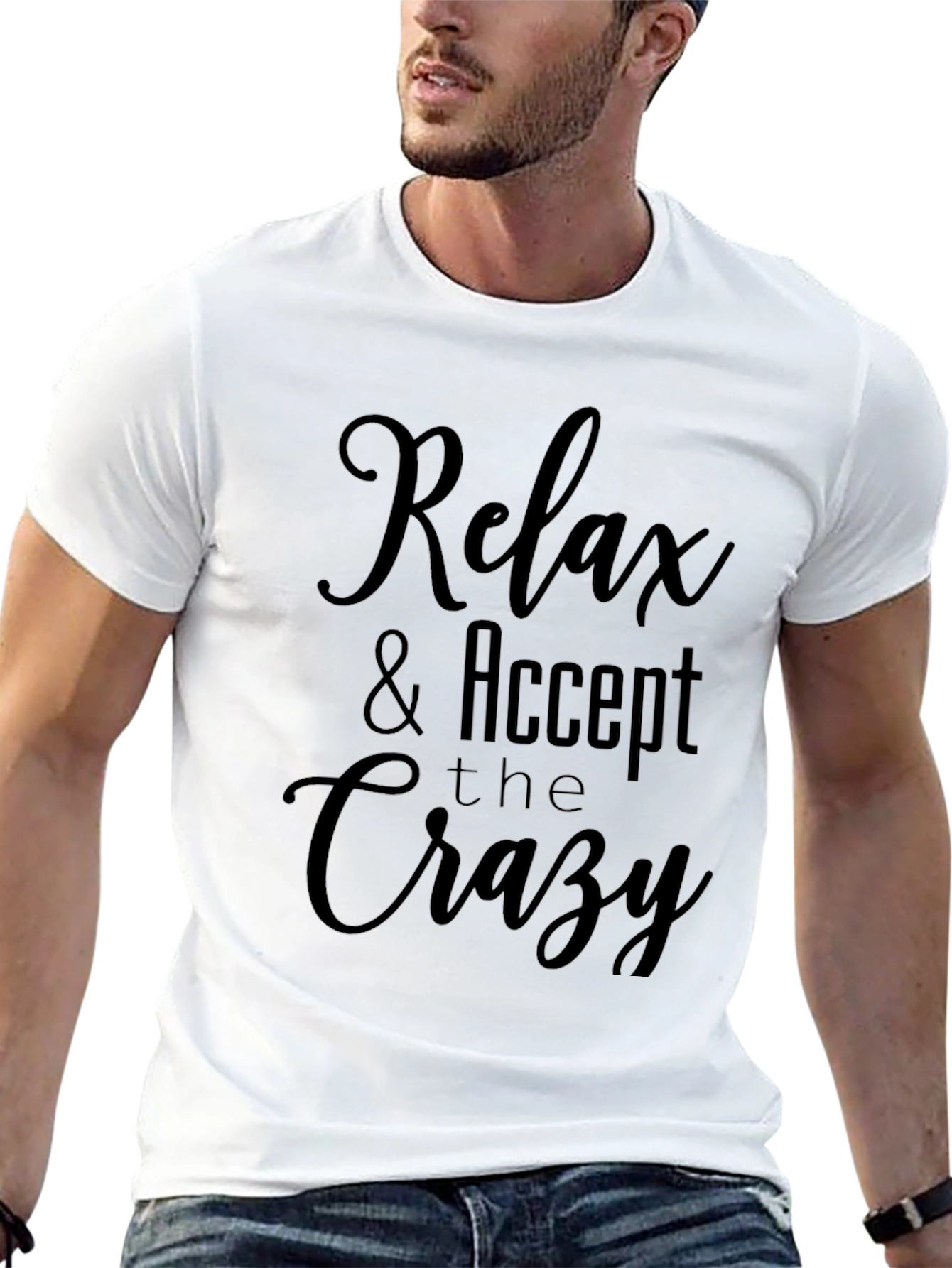 Black Relax & Accept the Crazy Black T-Shirt view 13