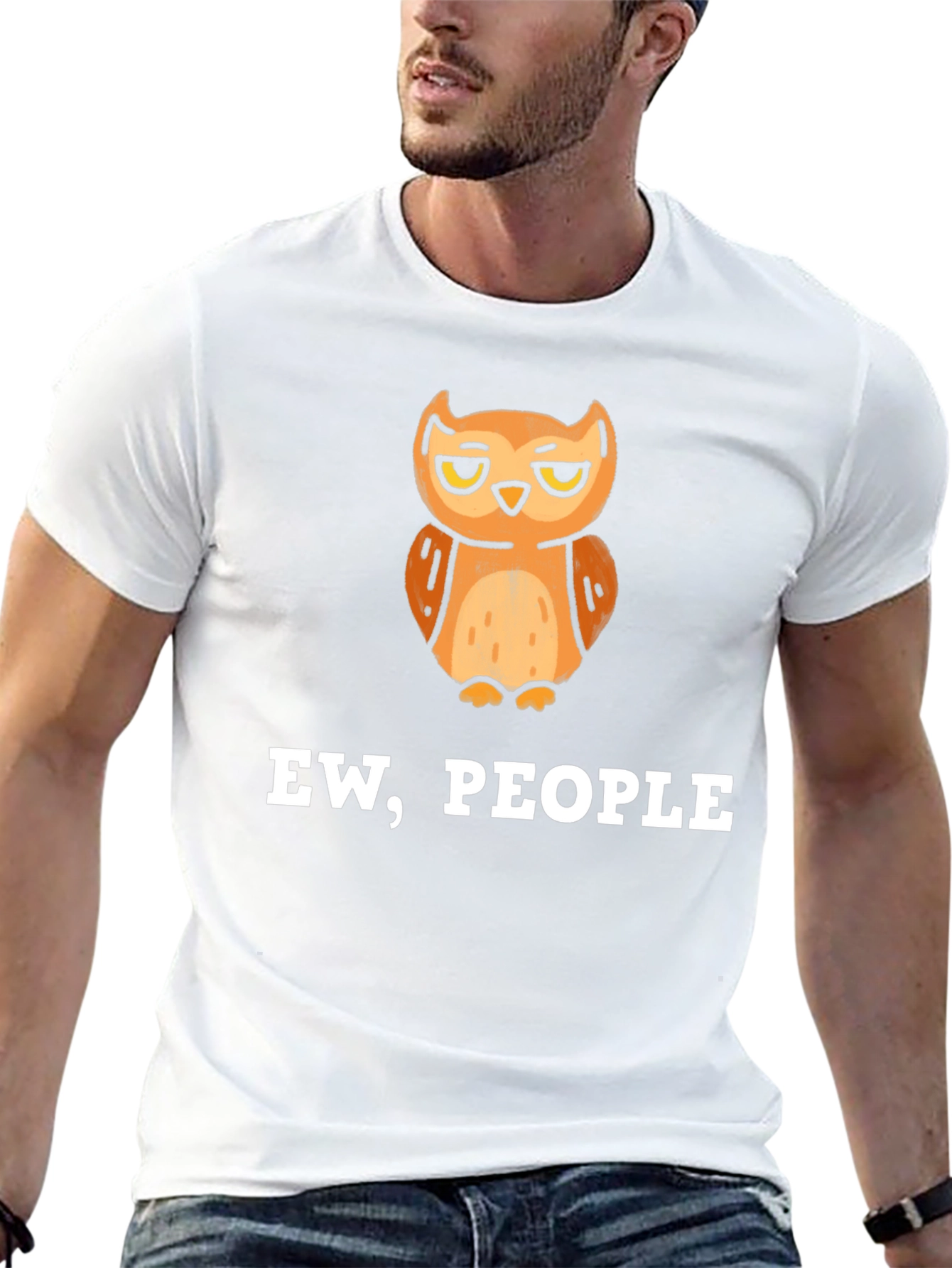 Black Ew, People Owl Graphic Tee - Sarcastic Humor T-Shirt view 13