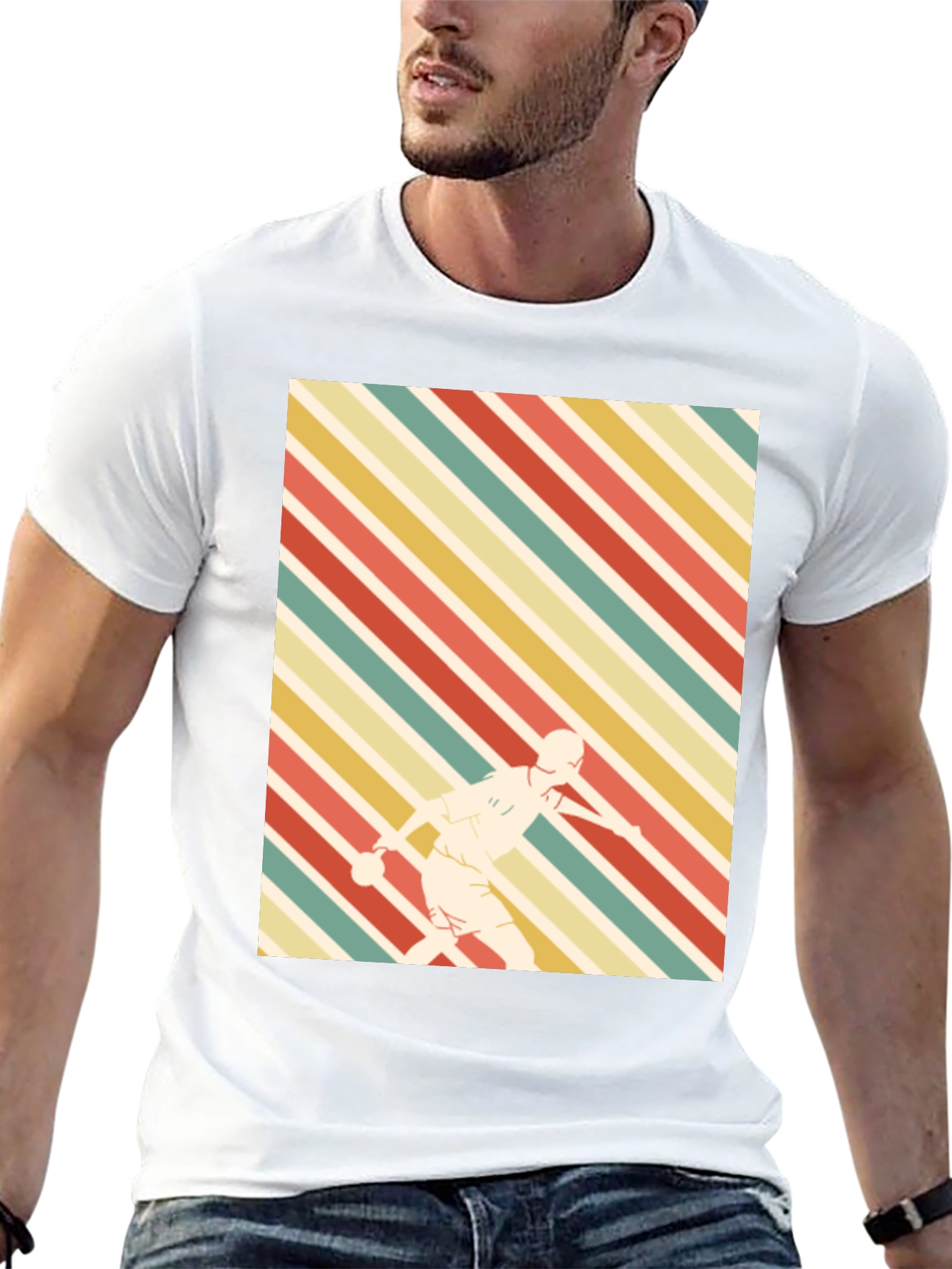 Black Retro Sports Tee - Striped Player Graphic view 13