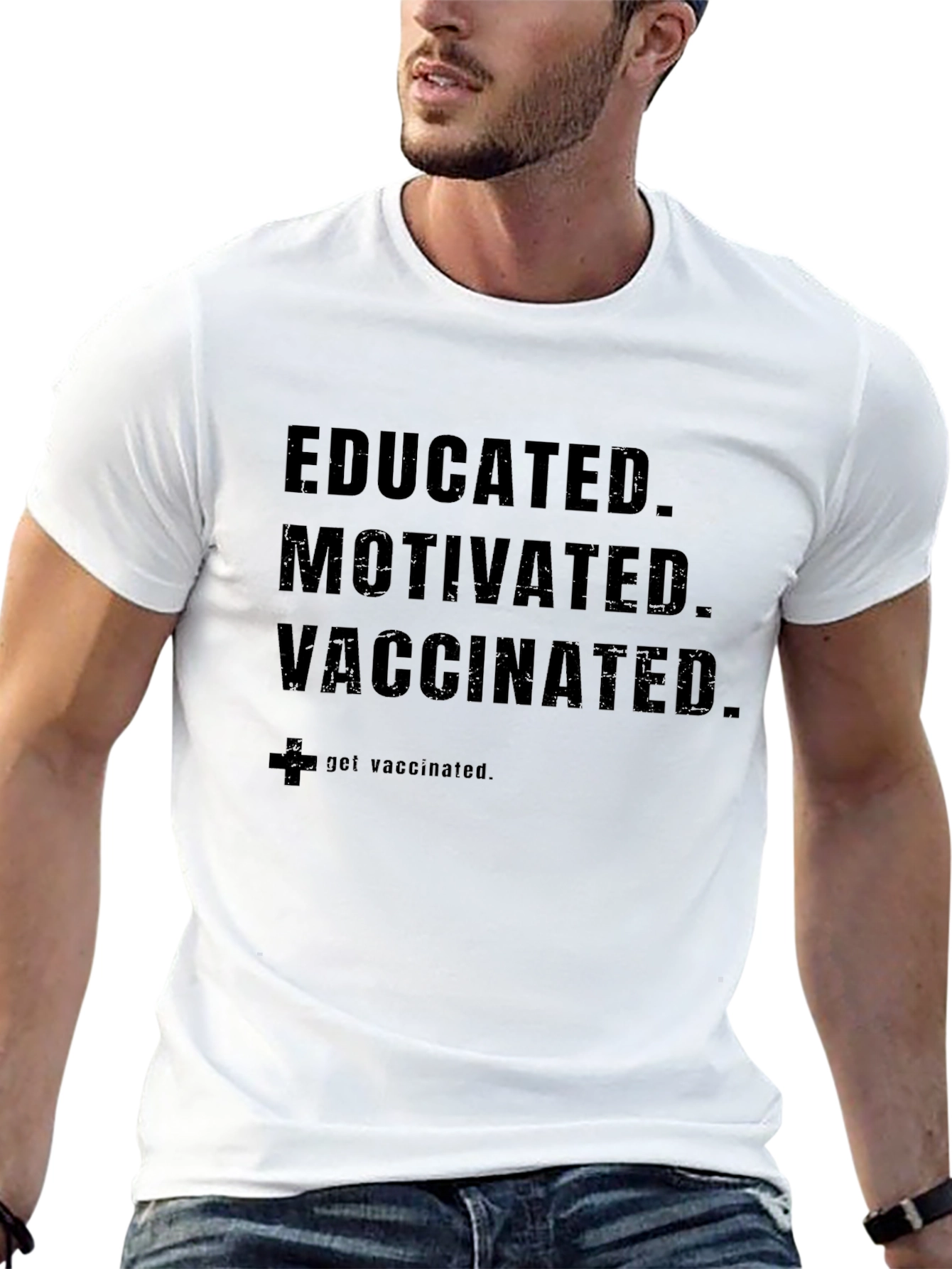 Black Educated Motivated Vaccinated Graphic Tee view 13