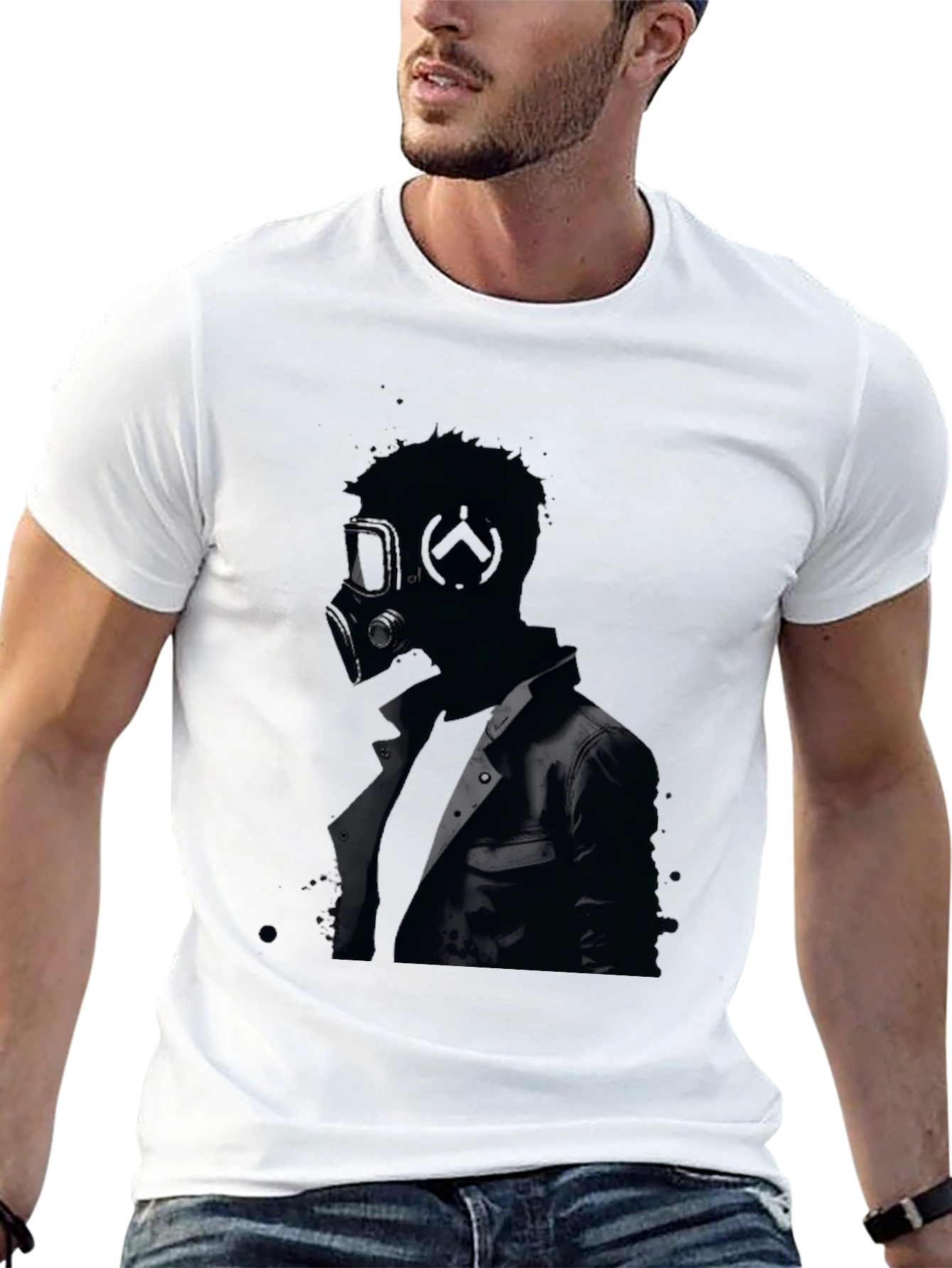 Black Gas Mask Graphic Tee - Men's Black T-Shirt view 13