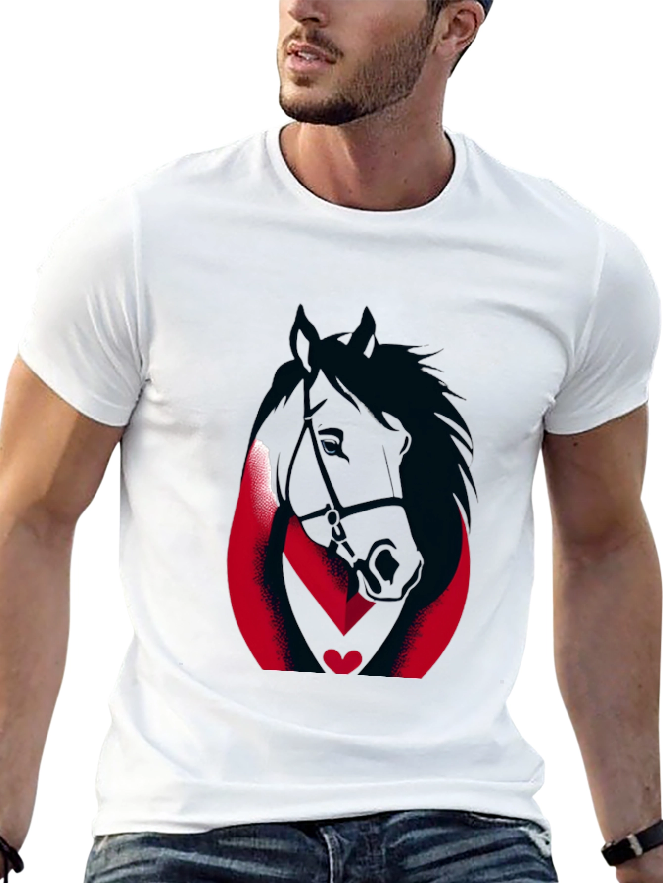 Black Horse Graphic Tee - Black Cotton Blend view 13