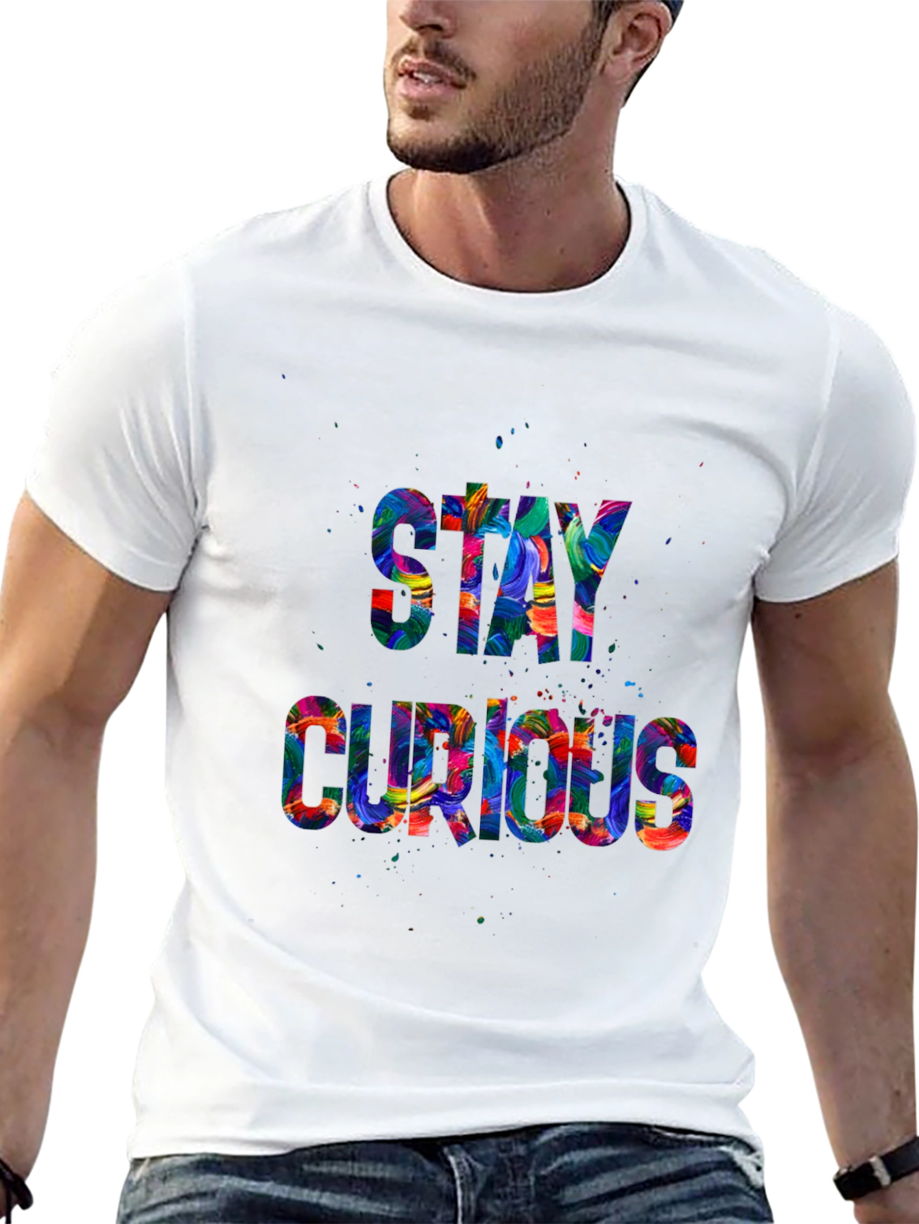 Black Stay Curious Graphic T-Shirt - Vibrant Design view 13