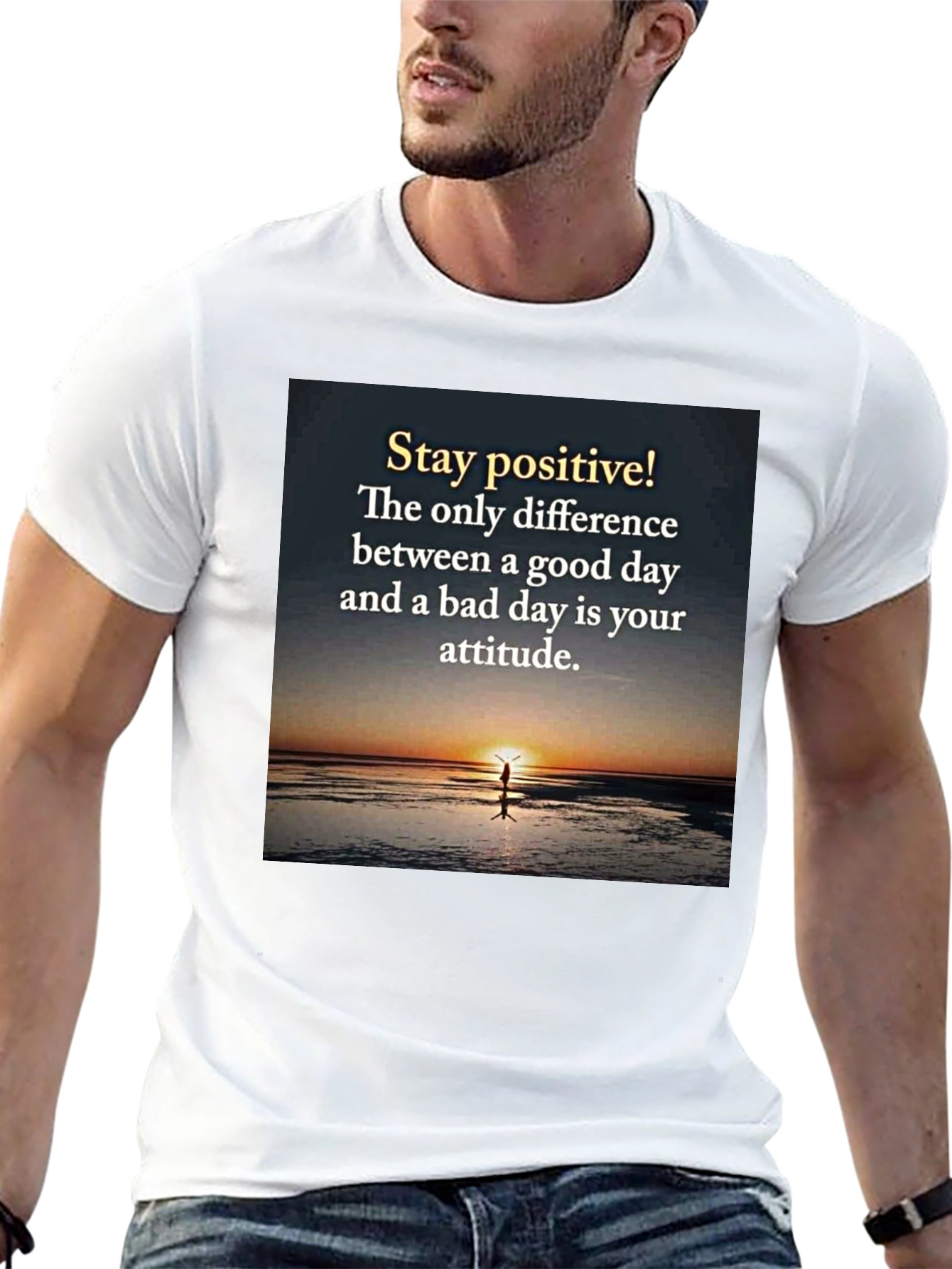 Black Stay Positive Graphic Tee - Inspirational T-Shirt view 13