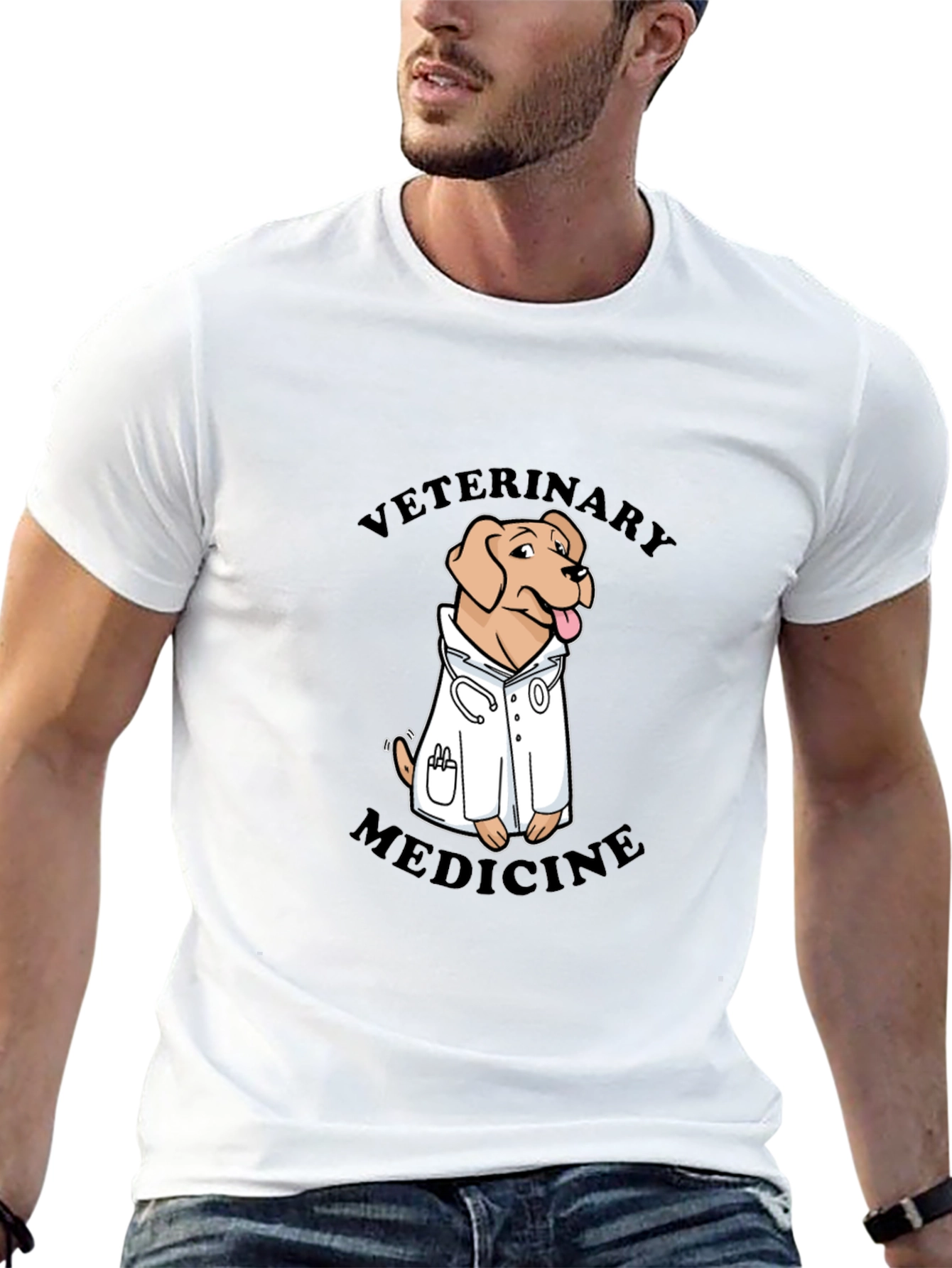 Black Veterinary Medicine Dog T-Shirt - Black Cotton Blend view 13