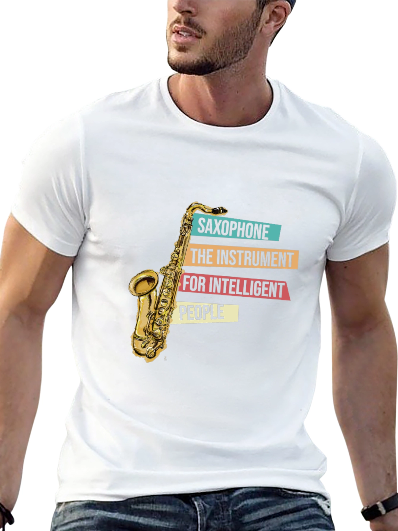 Black Saxophone Instrument T-Shirt view 13