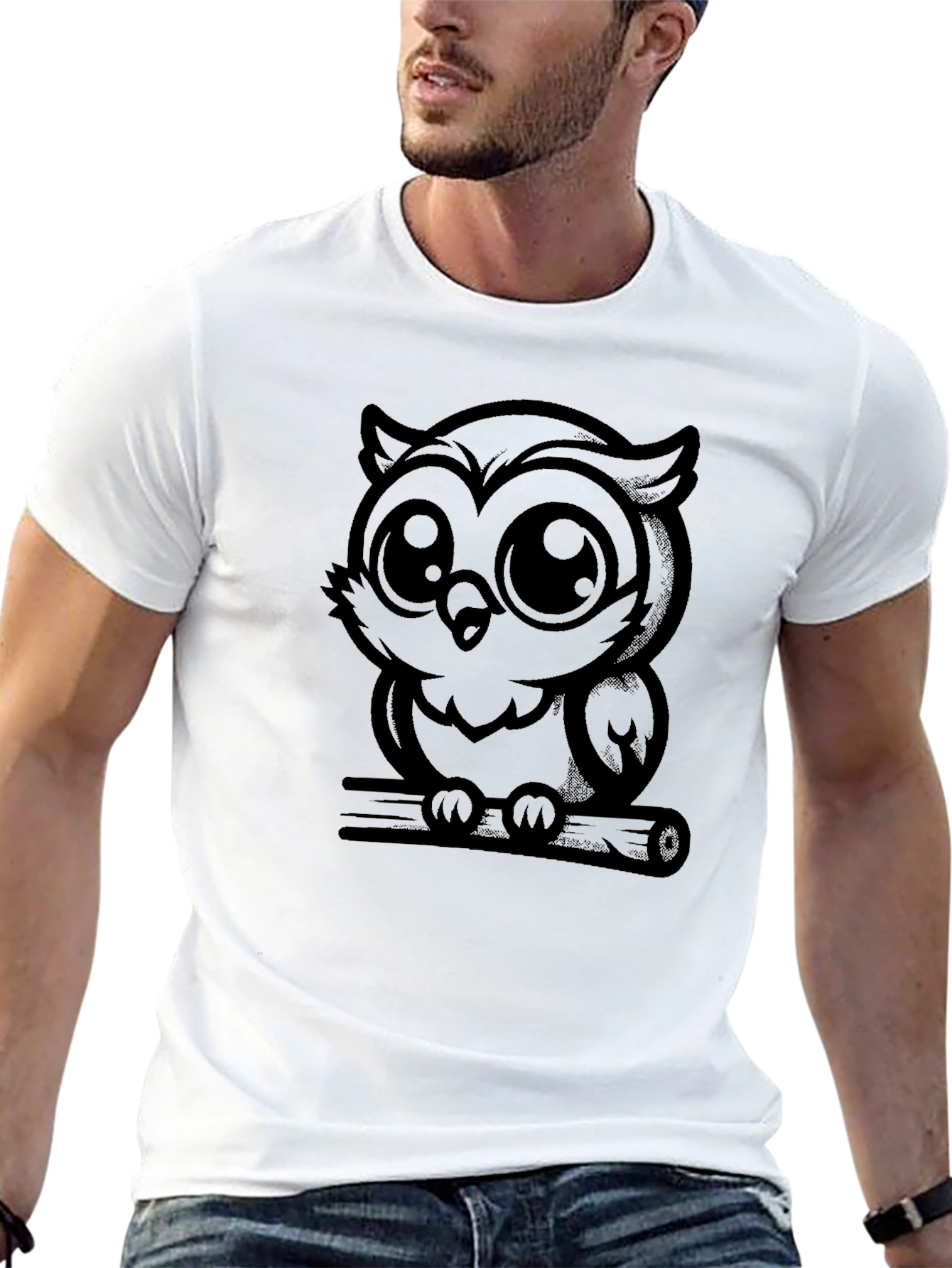 Black Owl Graphic Print Crew Neck T-Shirt view 13