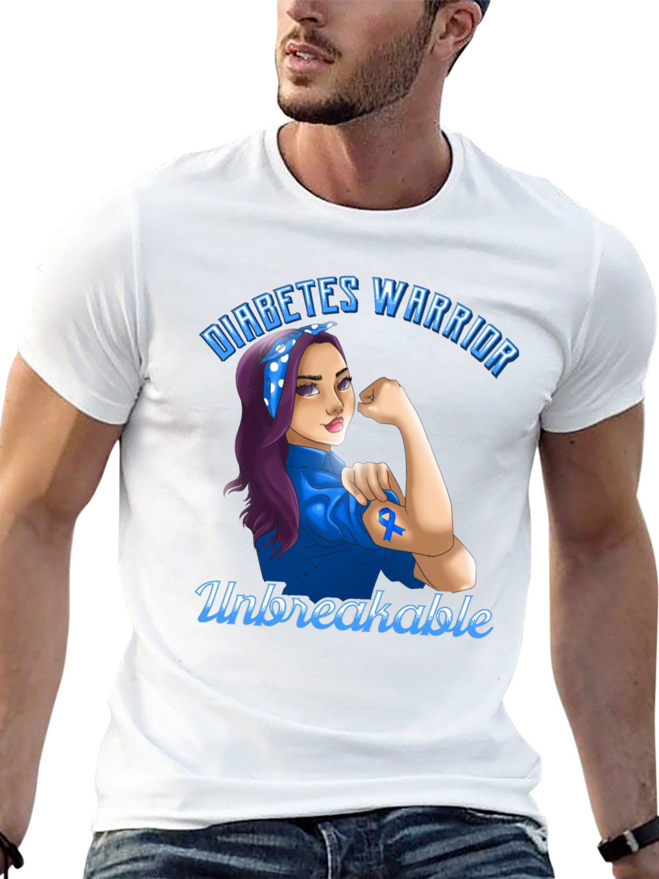 Black Diabetes Warrior T-Shirt - Unbreakable Strength view 13