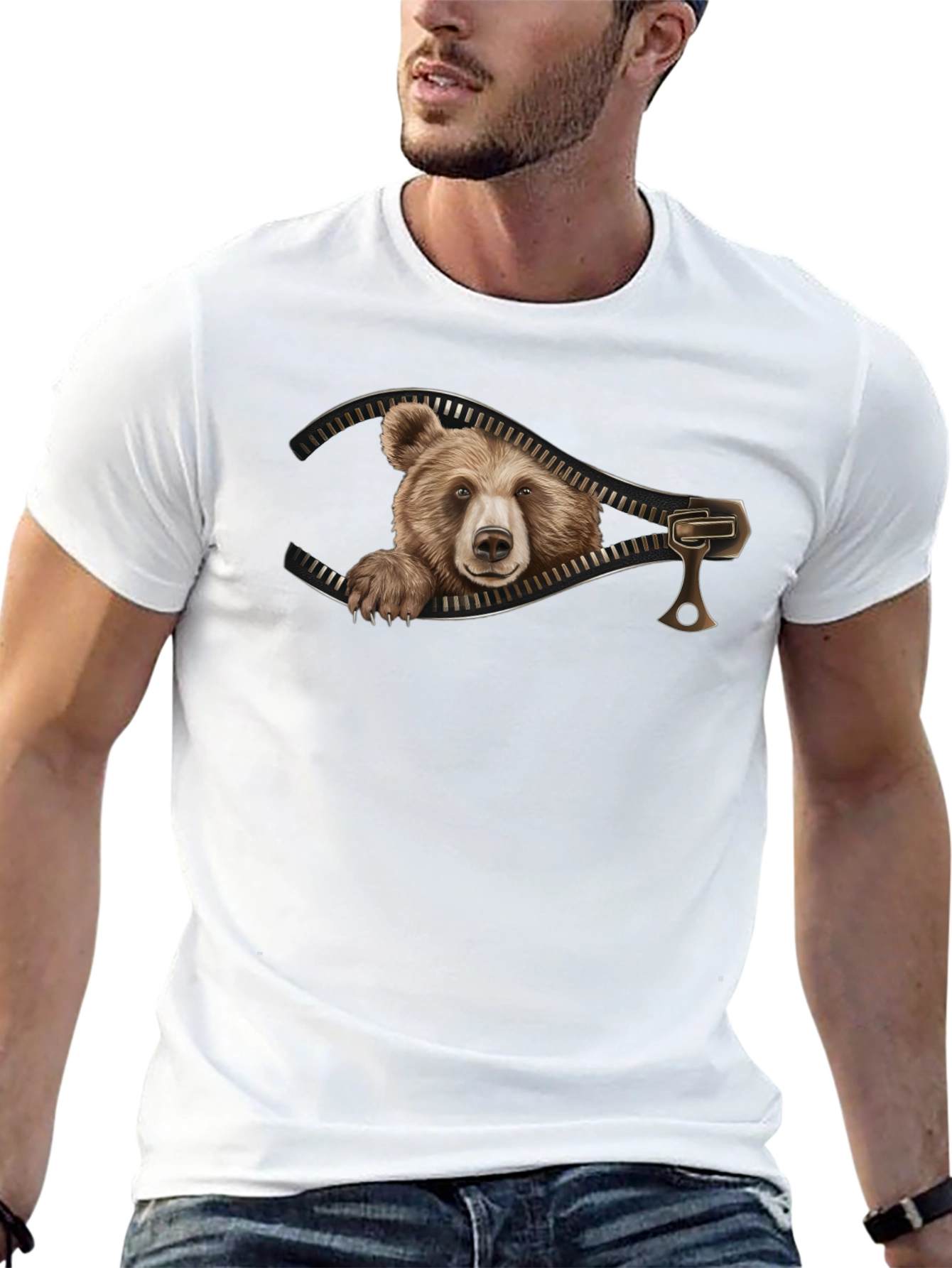 Black Bear Zipper Graphic Tee - Unique Design! view 13