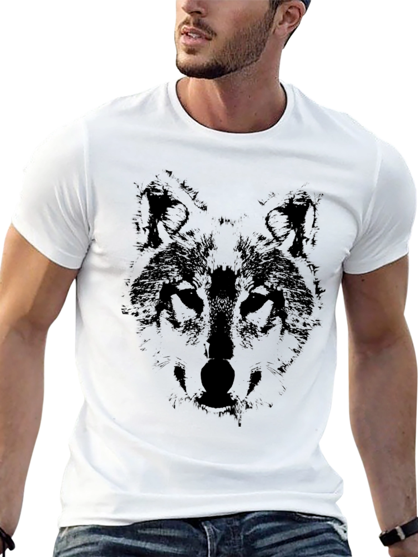 Black Wolf Graphic Black T-Shirt view 13