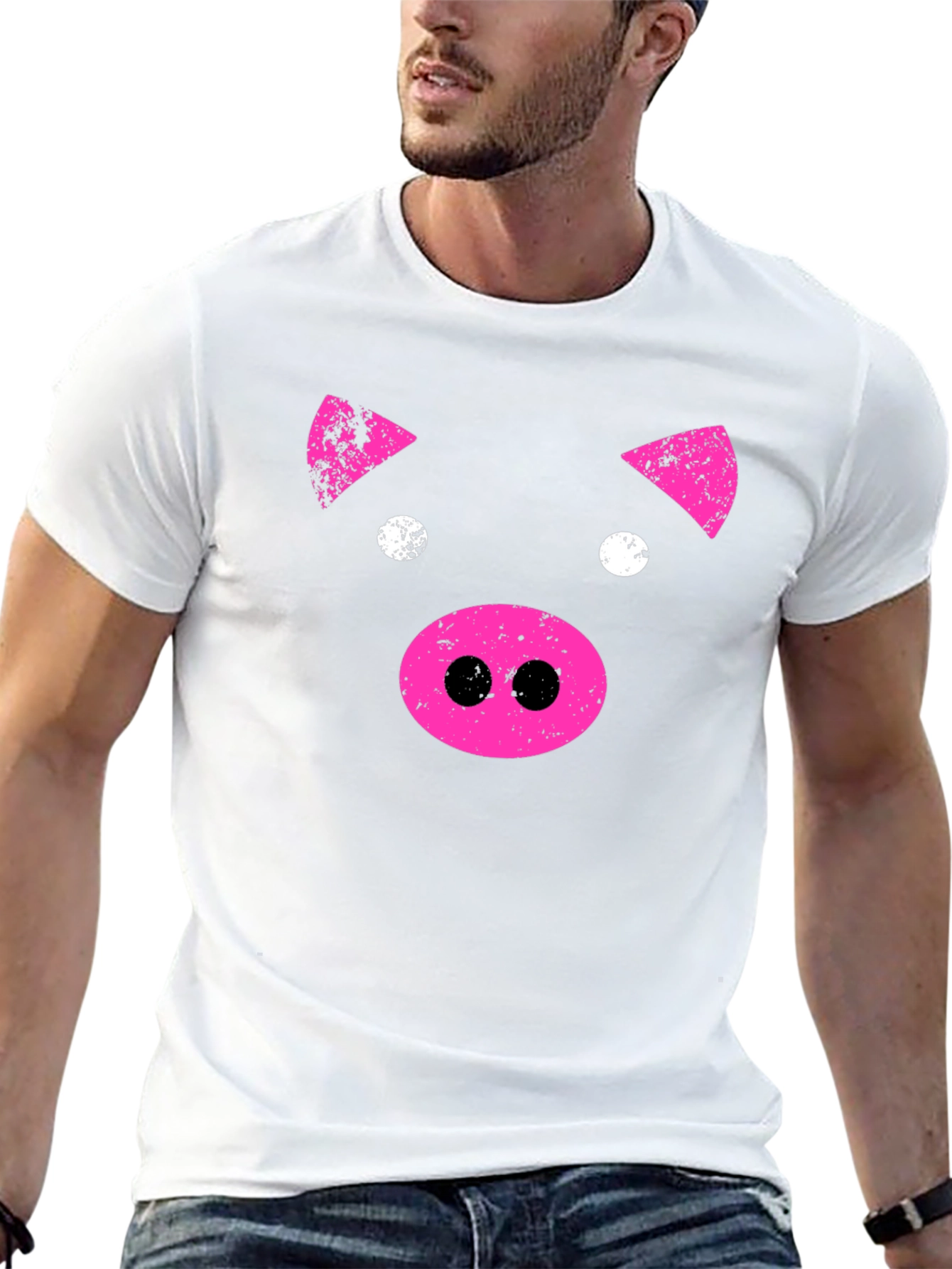 Black Pink Pig Graphic Tee - Black Casual T-Shirt view 13