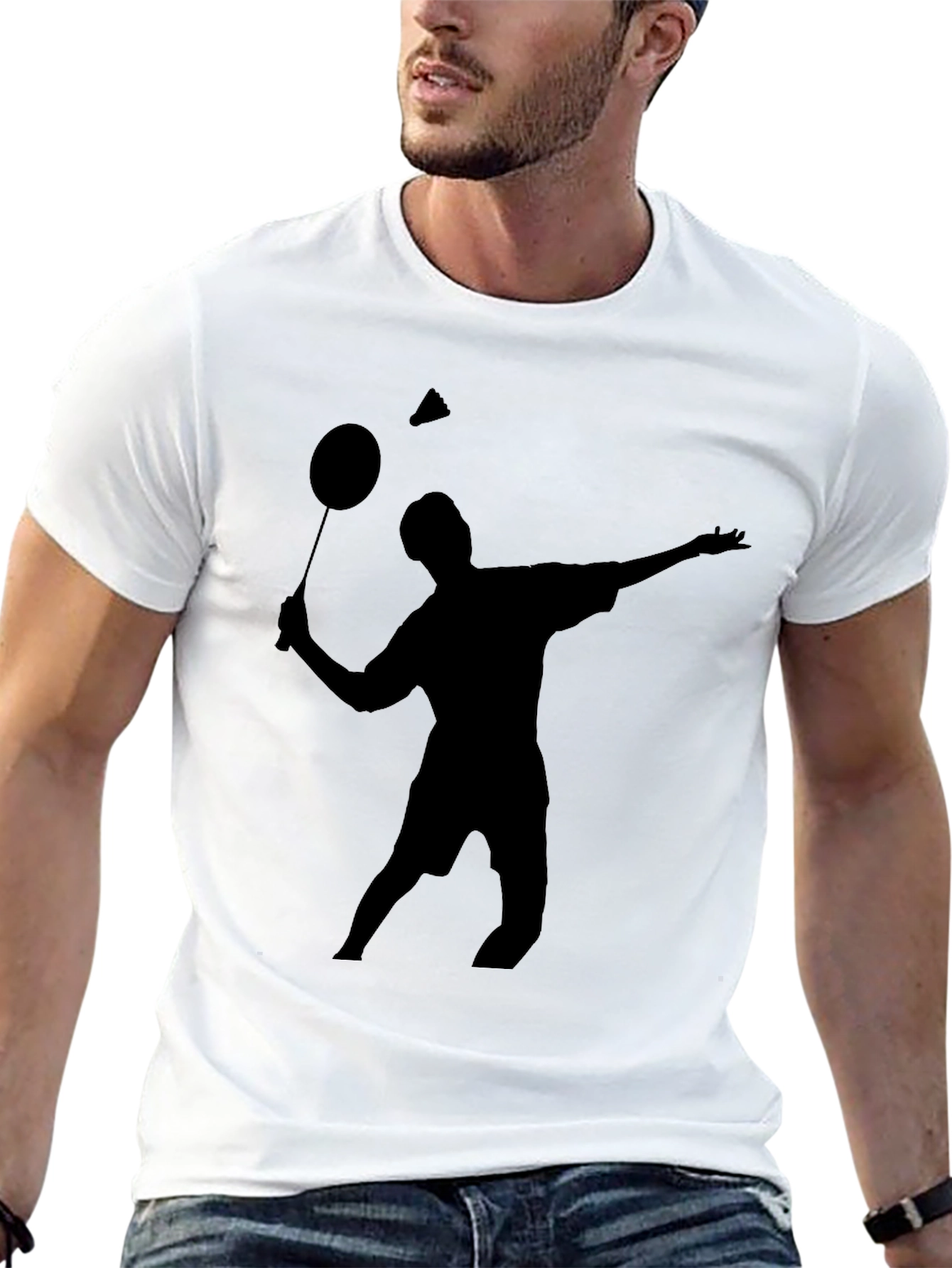 Black Badminton Player Graphic Tee - Black view 13
