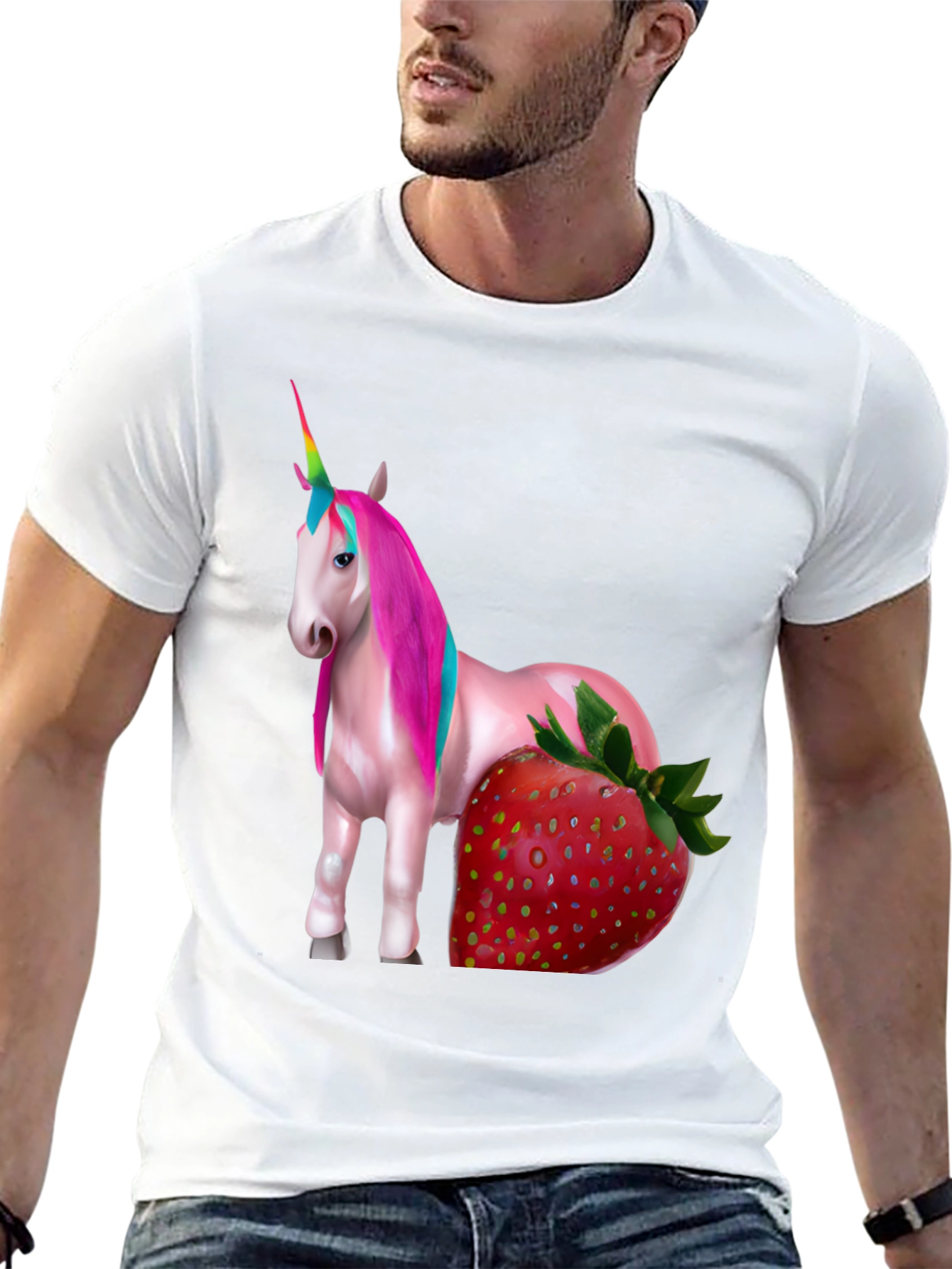 Black Unicorn Strawberry Graphic T-Shirt view 13