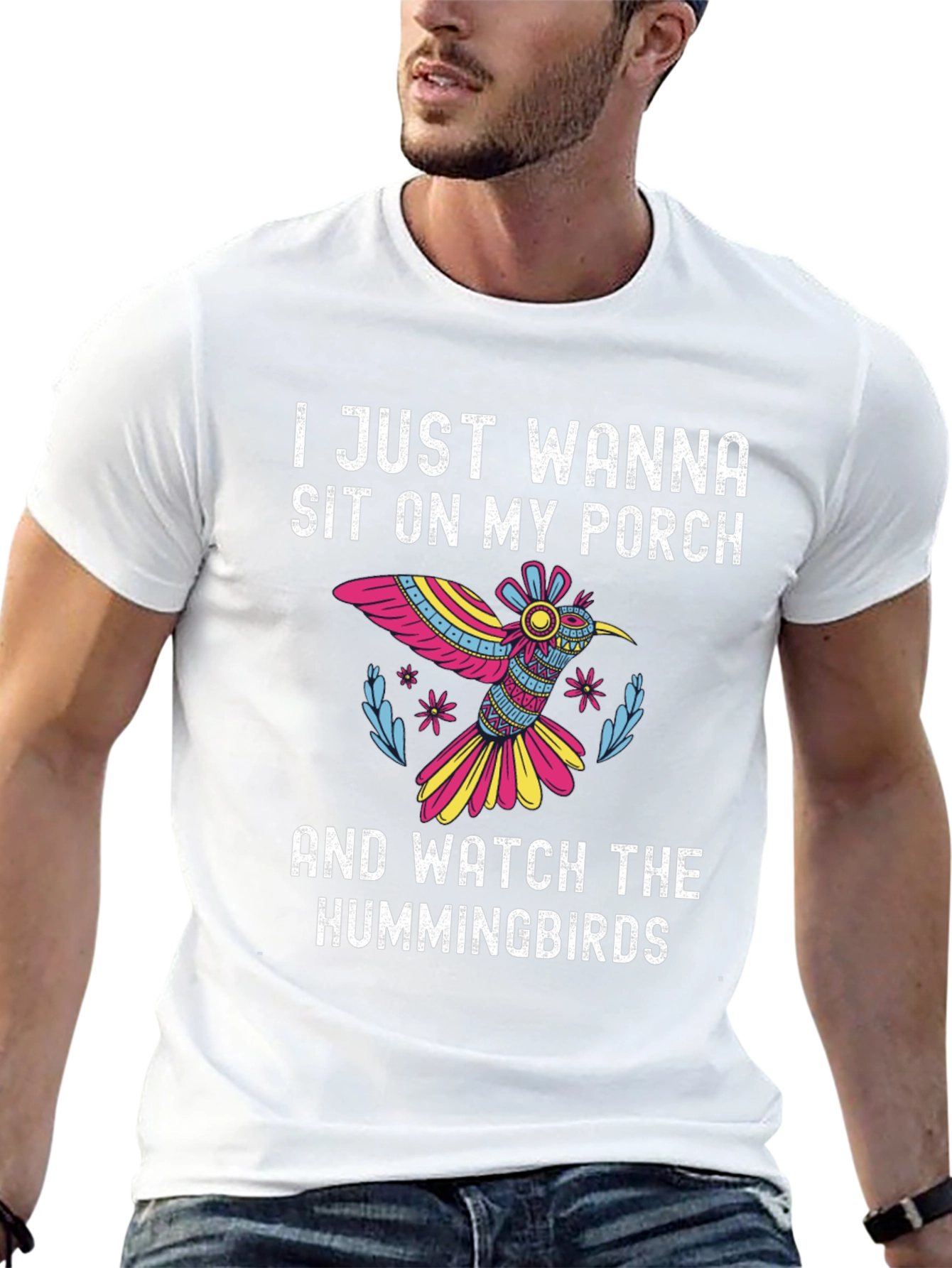 Black Hummingbird Porch T-Shirt - Relax & Watch! view 13
