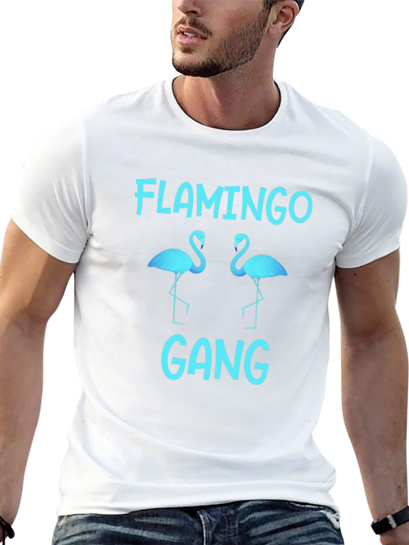 Black Flamingo Gang Graphic Tee - Black Cotton T-Shirt view 13