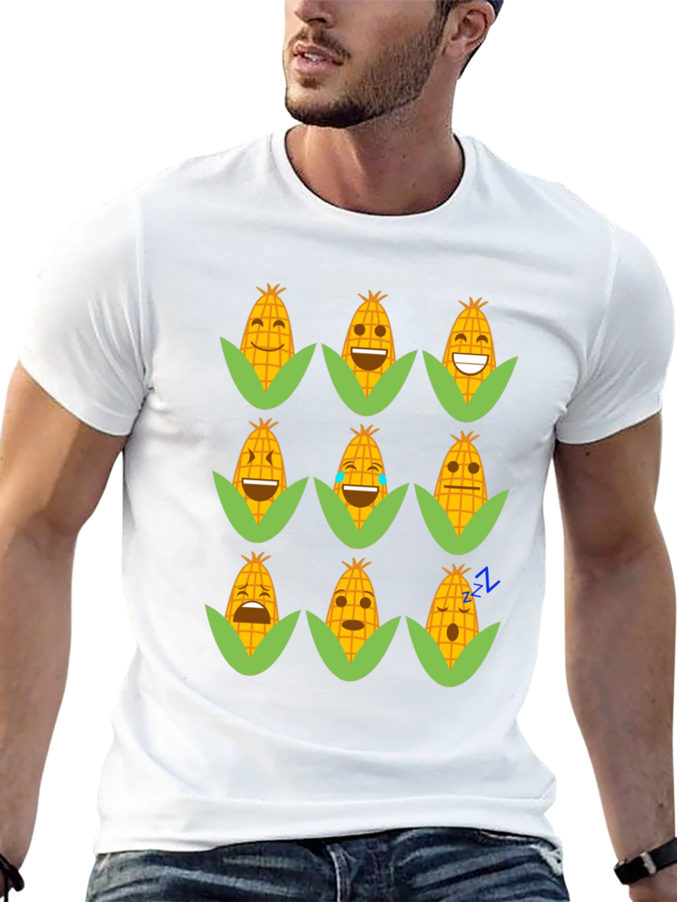 Black Emoji Corn Black T-Shirt - Fun Foodie Tee view 13