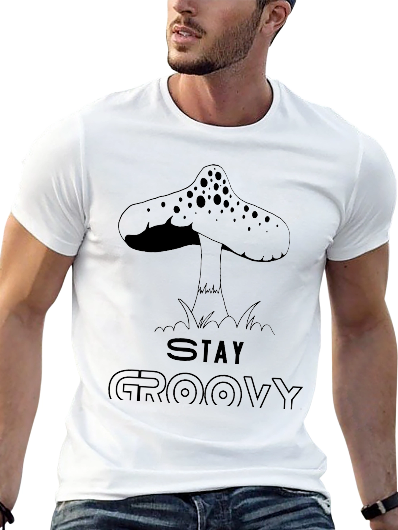 Black Stay Groovy Mushroom Graphic Tee - Black view 13