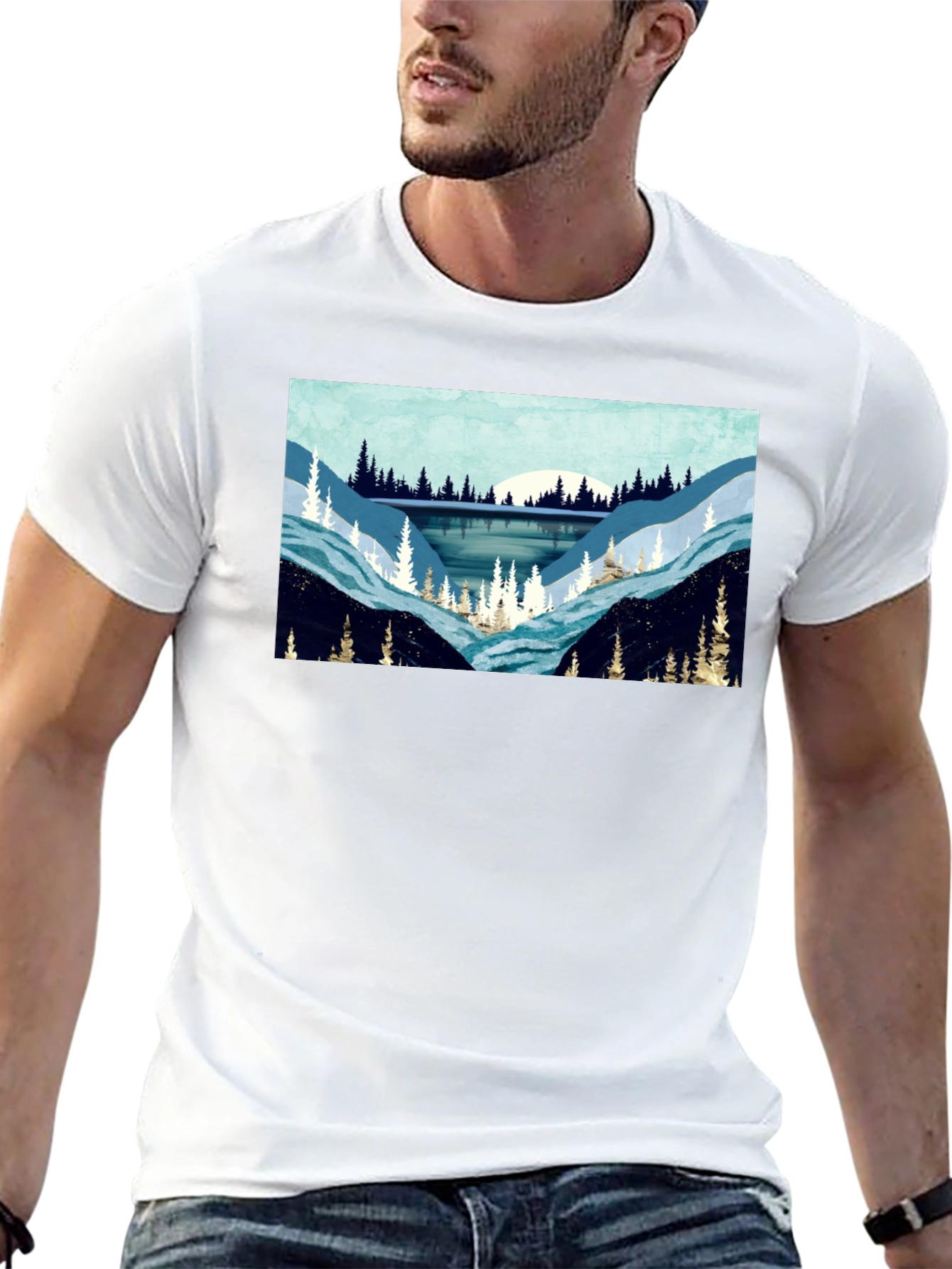 Black Nature Scene Graphic Tee - Black view 13