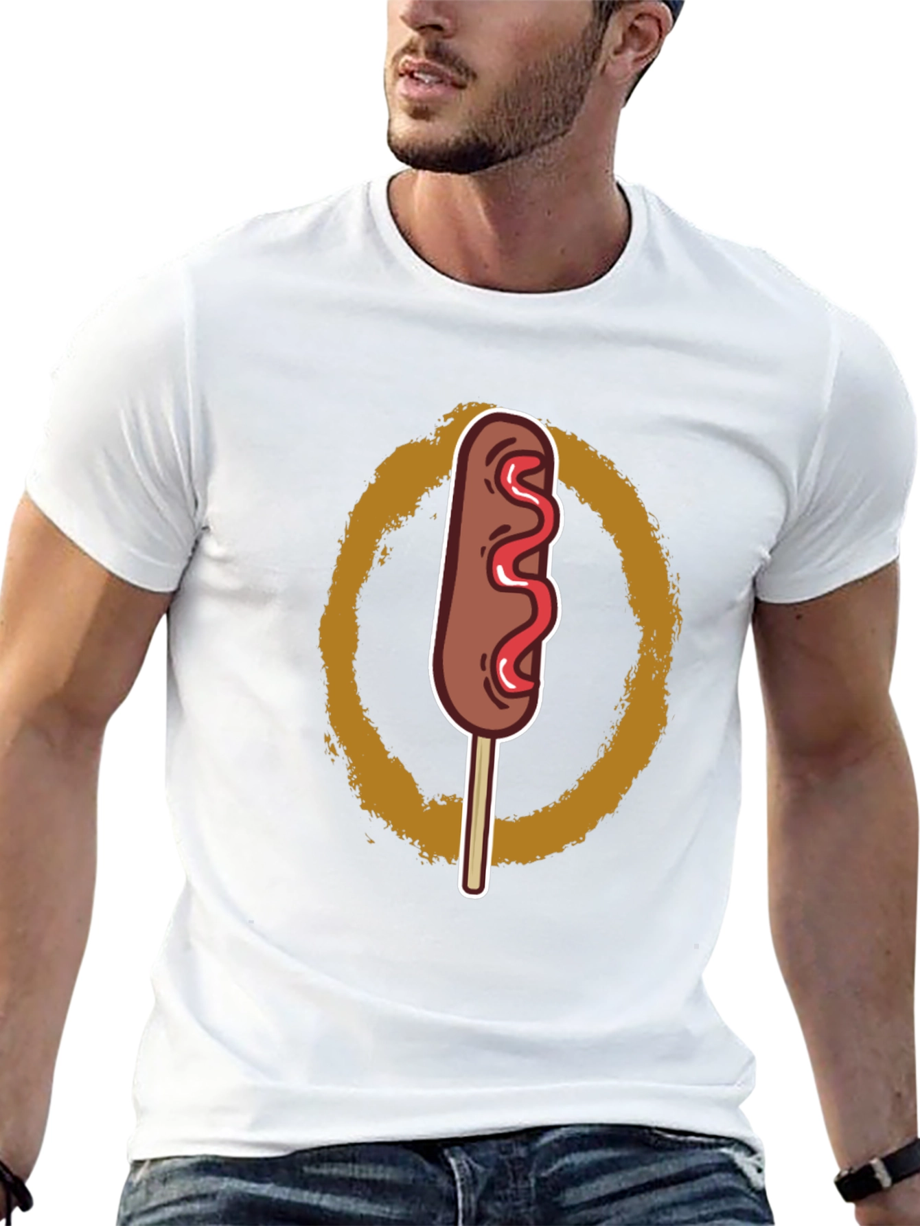 Black Corn Dog Graphic Tee - Fun Novelty T-Shirt view 13