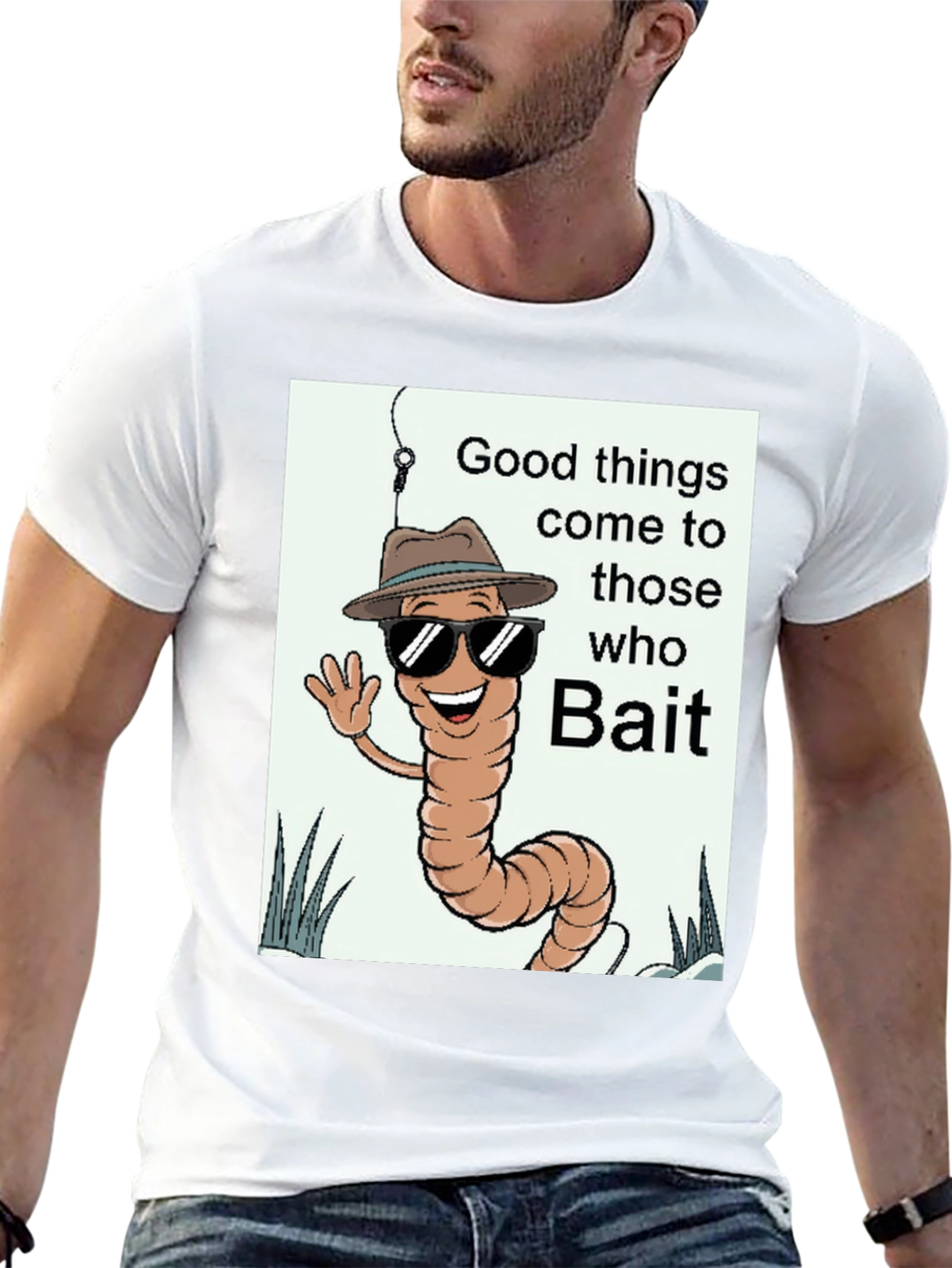 Black Good Things Come to Those Who Bait T-Shirt view 13