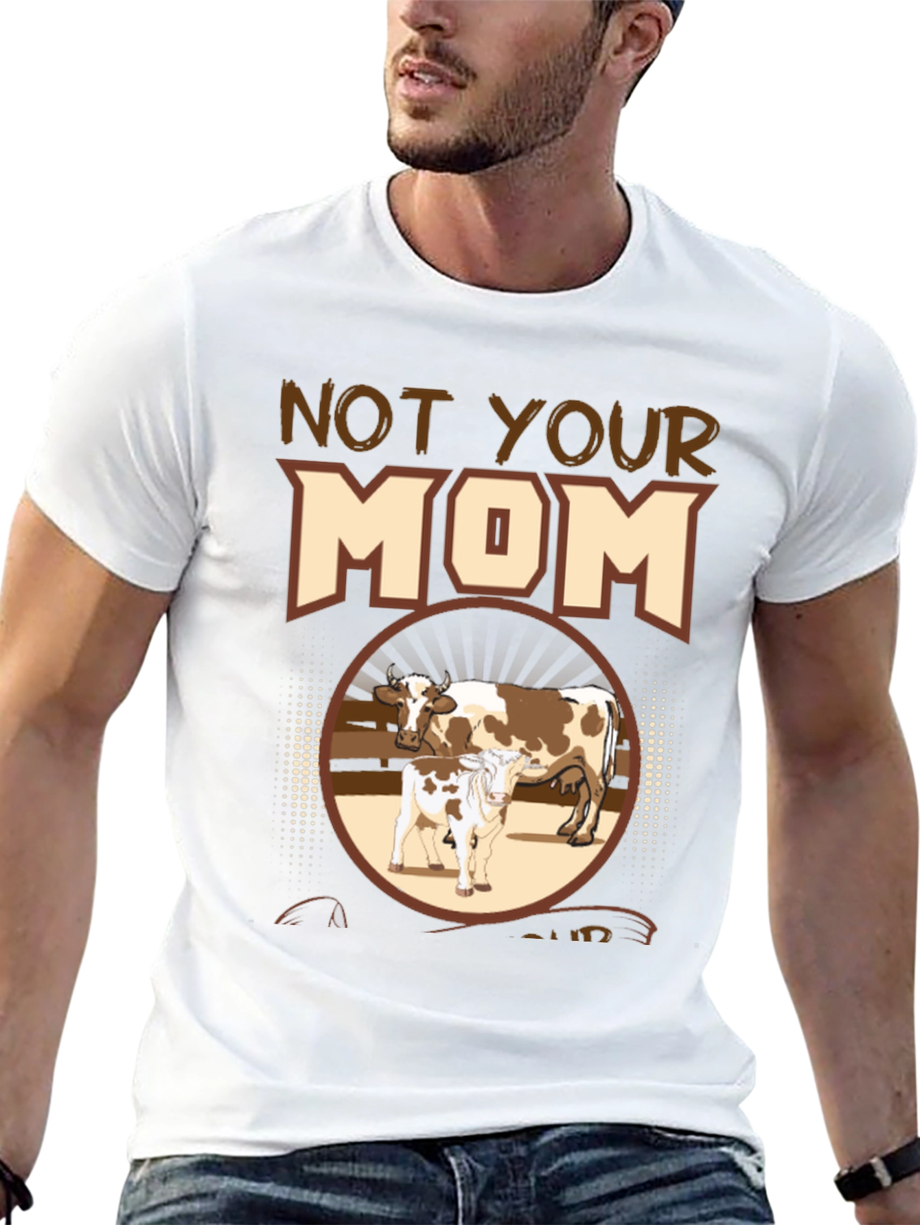 Black Not Your Mom T-Shirt - Cow Graphic Tee view 13