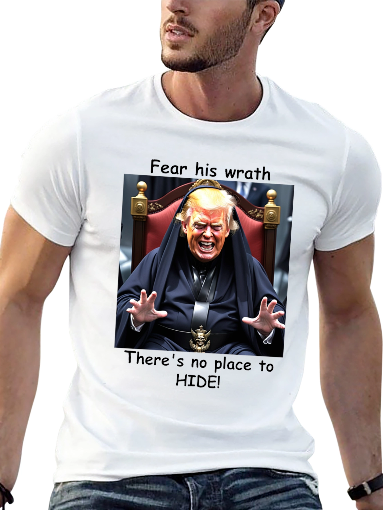 Black Fear His Wrath Trump T-Shirt view 13