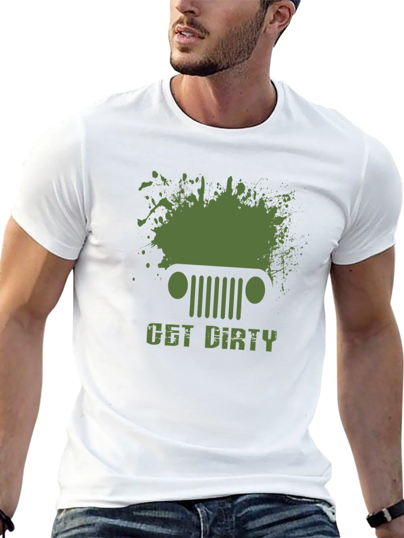 Black Get Dirty Jeep Graphic Men's T-Shirt view 13