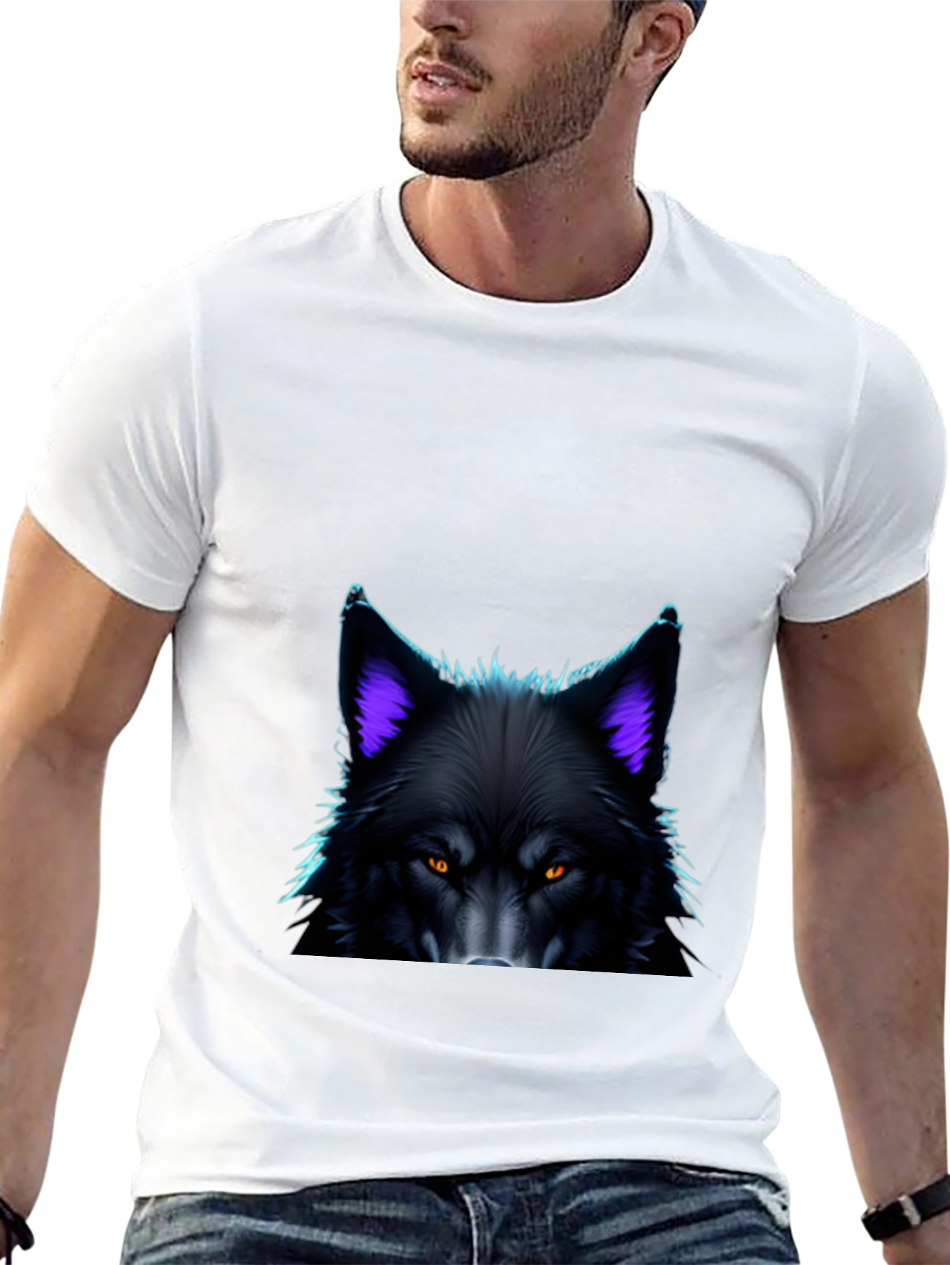 Black Black Wolf Graphic Tee - Bold Animal Design view 13