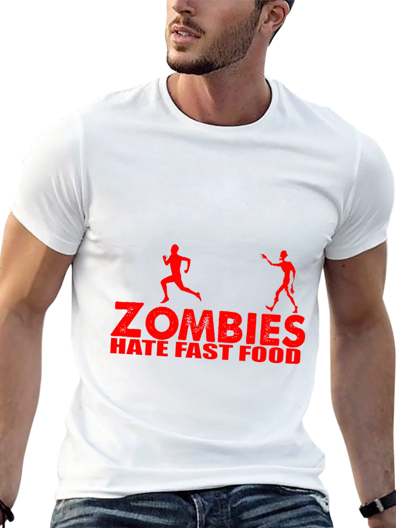 Black Zombies Hate Fast Food Graphic T-Shirt view 13
