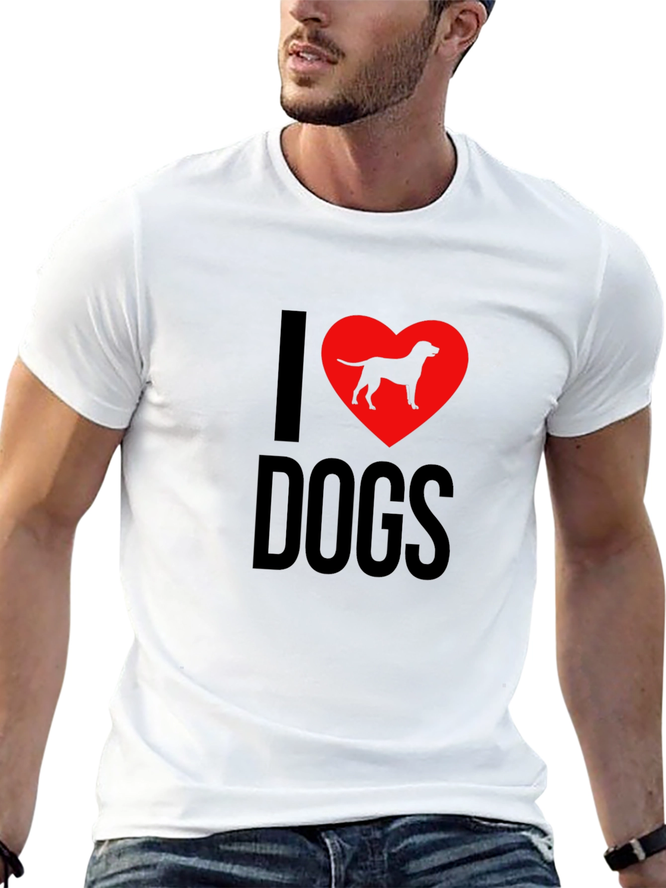 Black I Love Dogs T-Shirt - Dog Breed Heart Design view 13