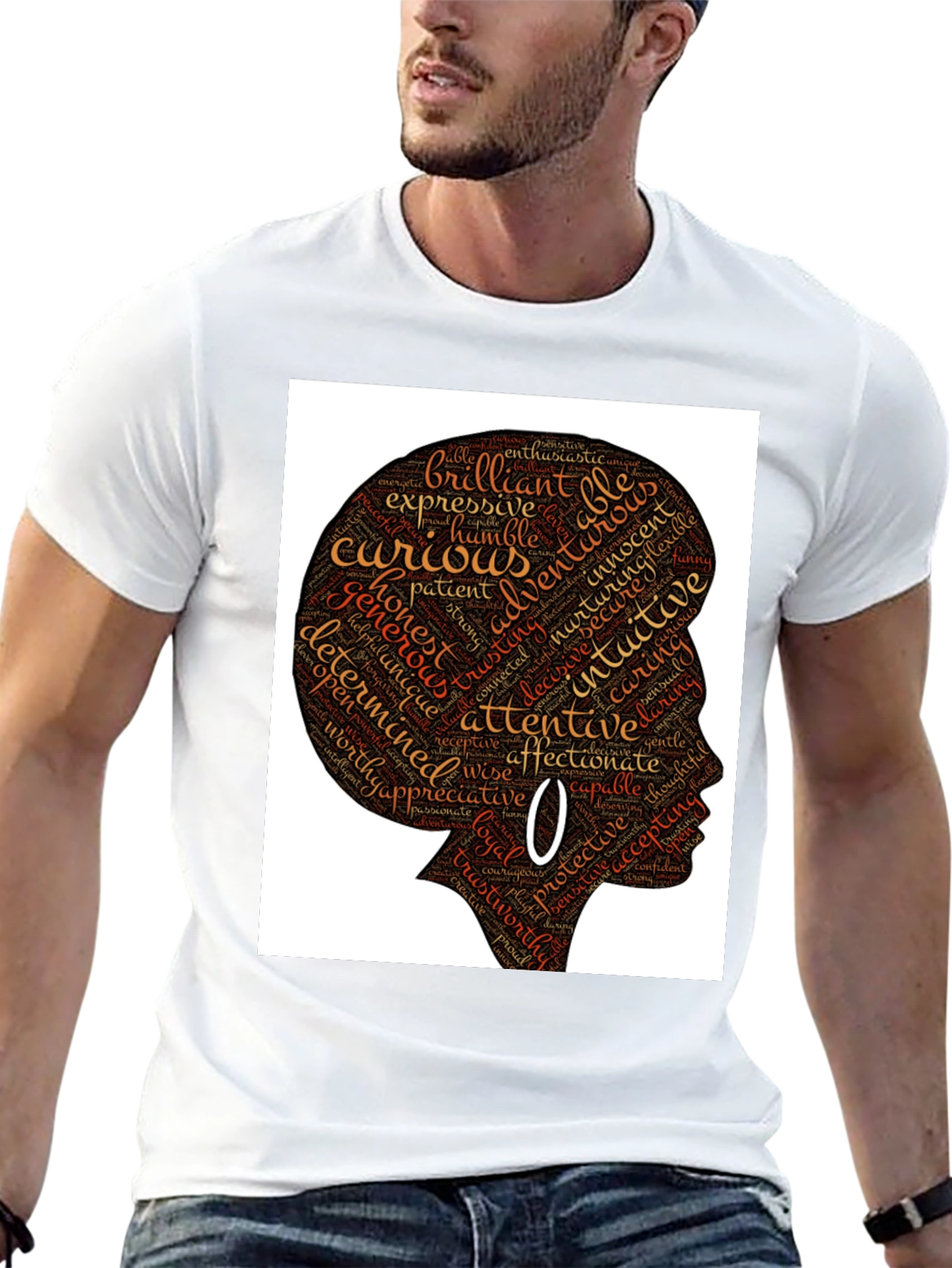 Black Empowered Woman Word Art T-Shirt view 13