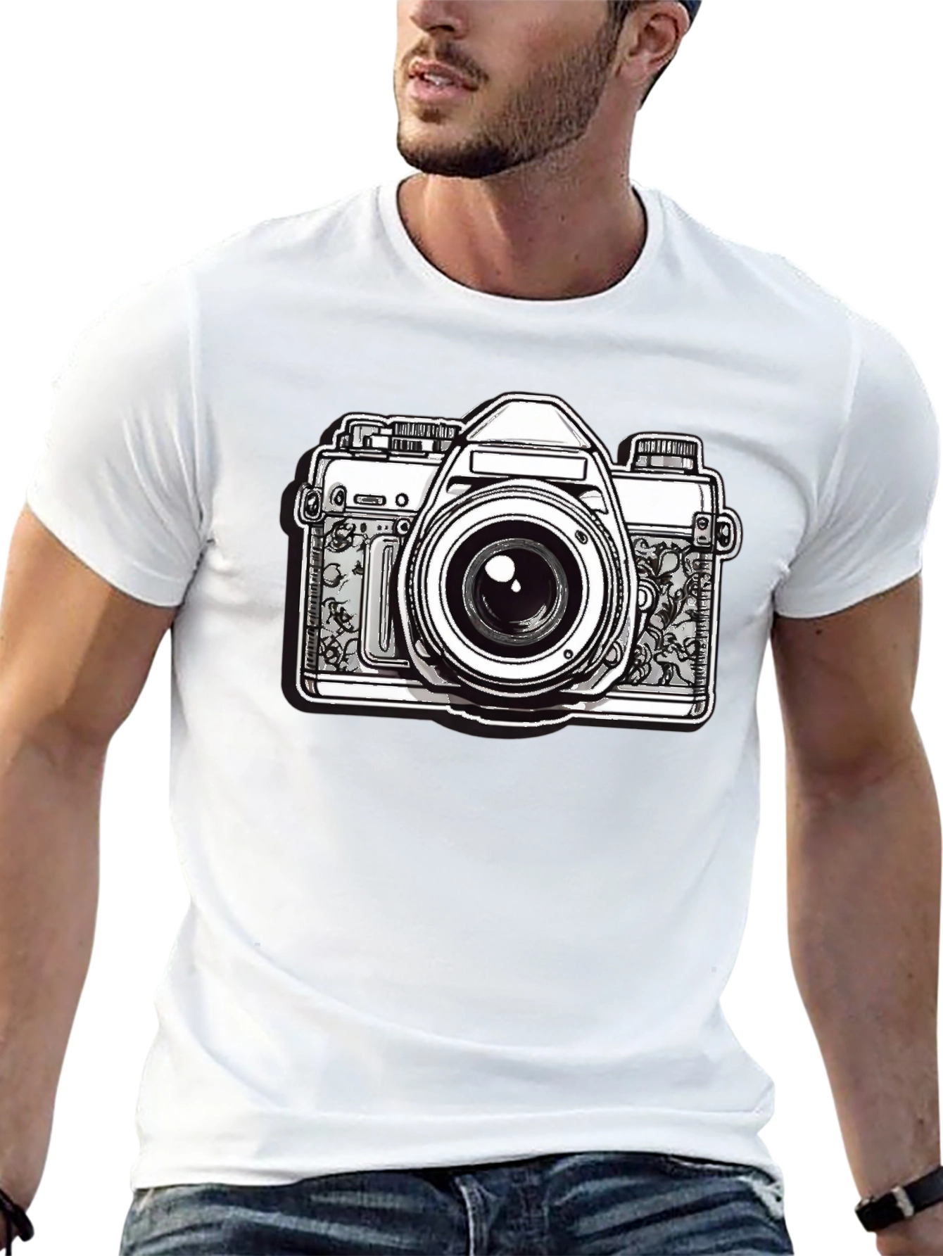 Black Vintage Camera Graphic T-Shirt - Black view 13