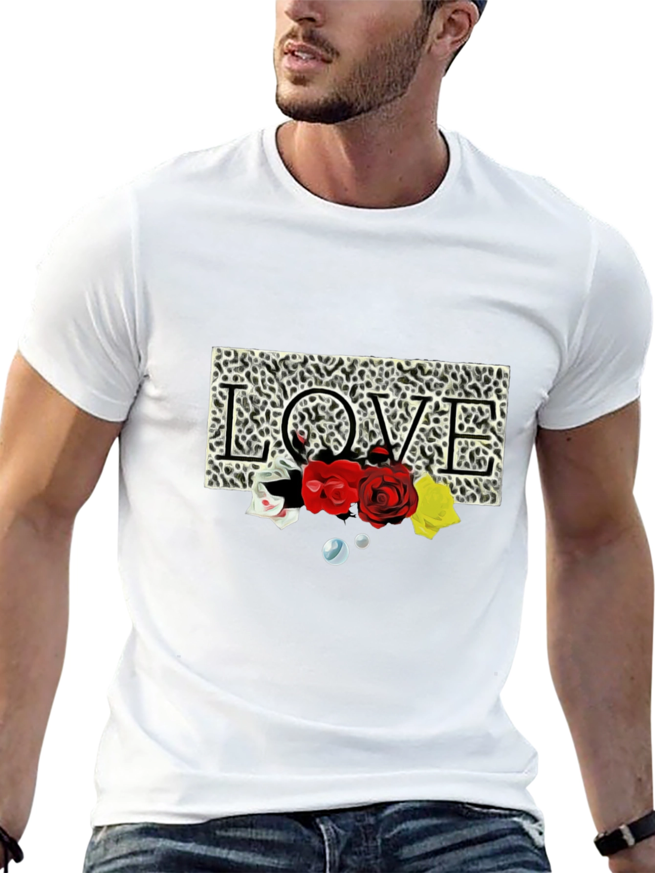 Black Leopard Love Roses Graphic T-Shirt view 13