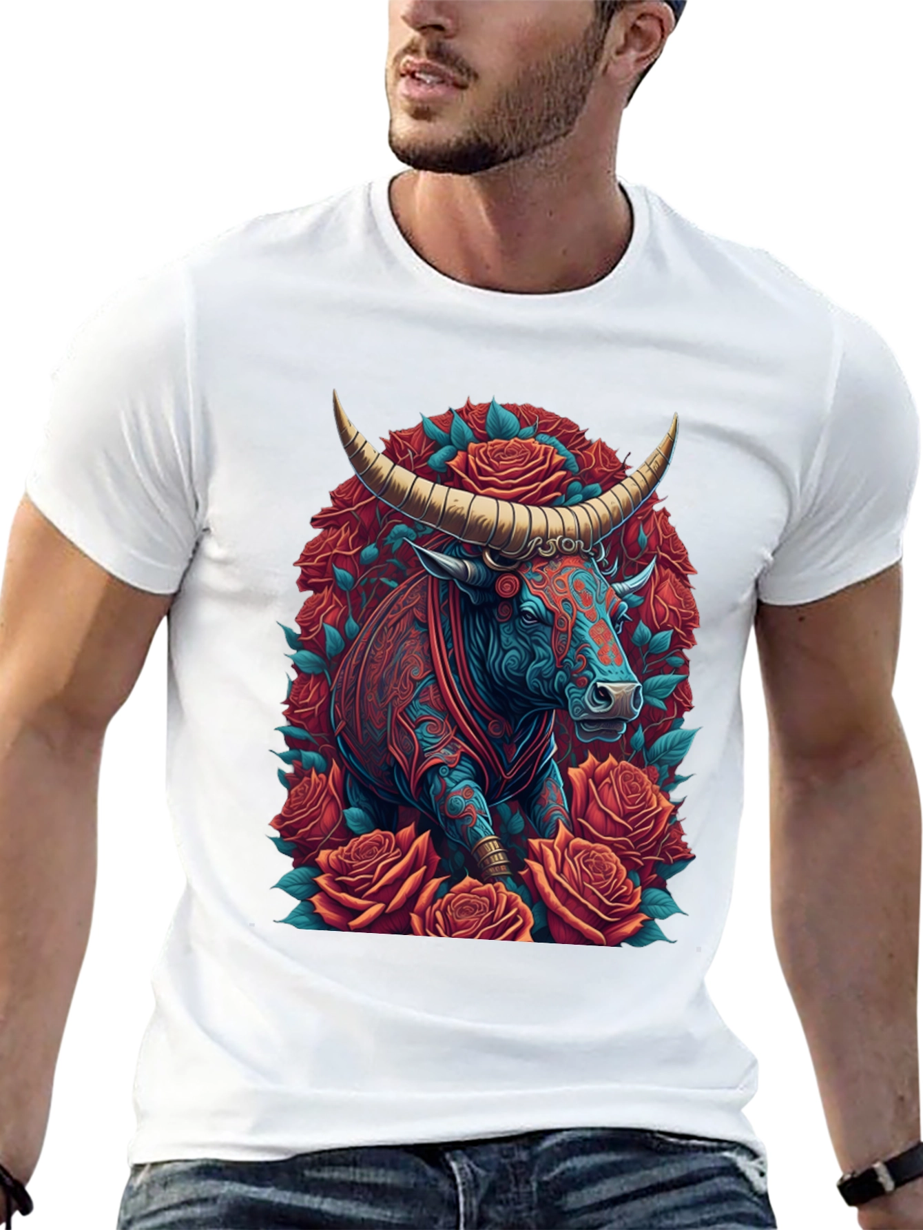 Black Bull & Roses Graphic Tee view 13