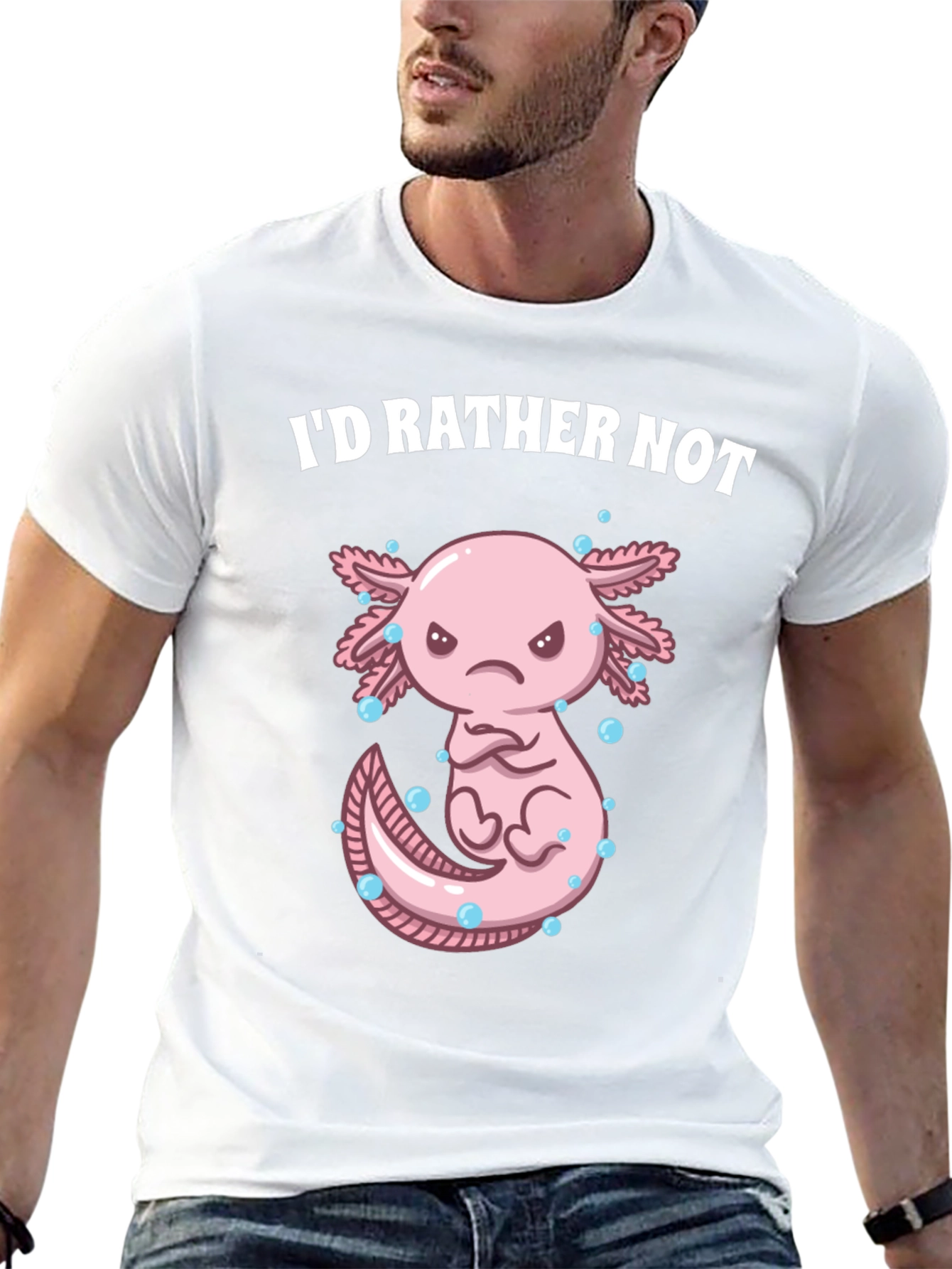 Black I'd Rather Not Axolotl T-Shirt view 13